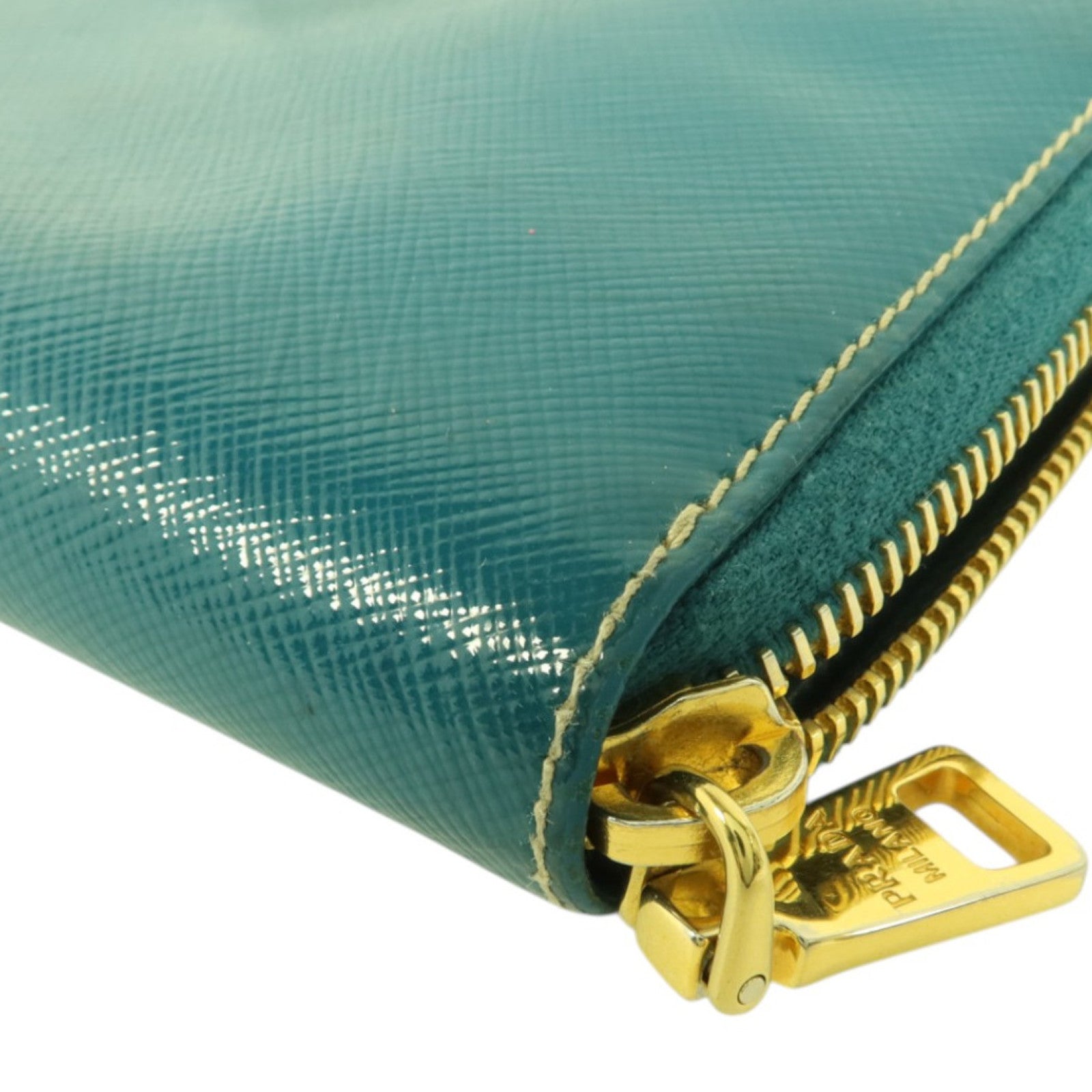 PRADA 漆皮皮革Long Wallet金扣長錢包