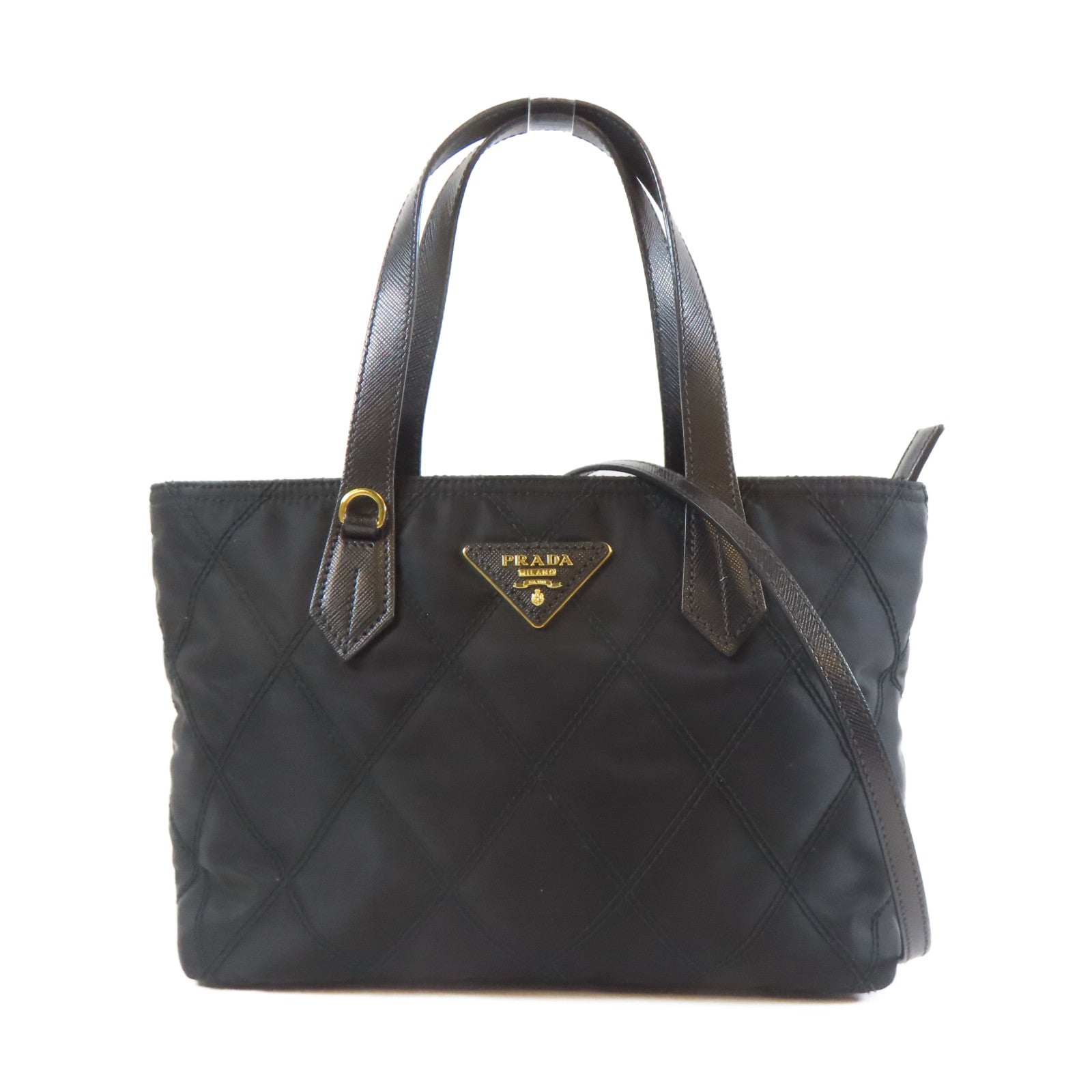 PRADA 尼龍Shoulder Bag金扣手挽肩背兩用袋黑色