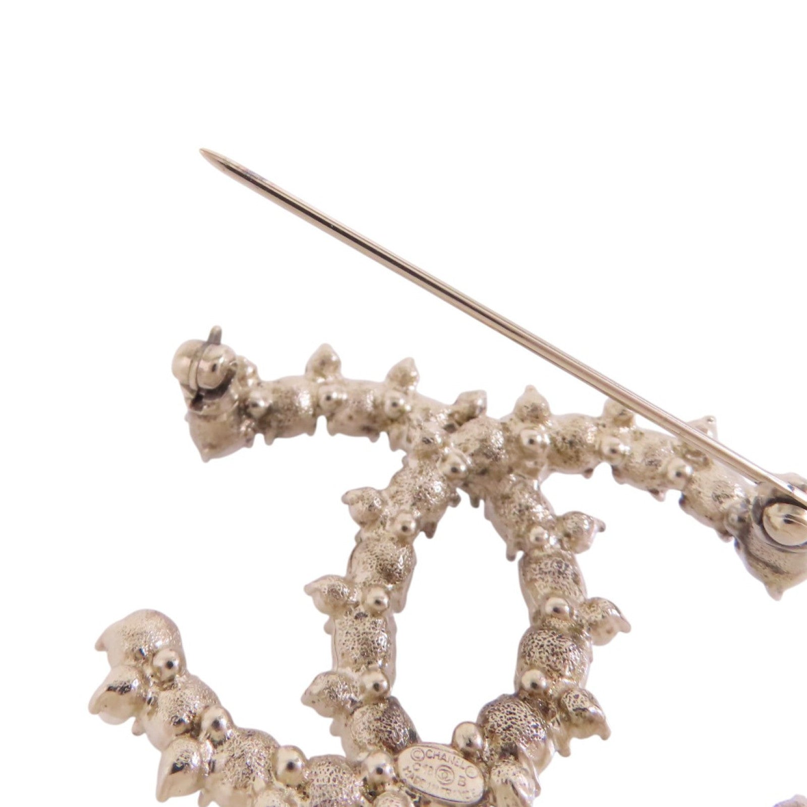 CHANEL 金屬/水鑽/仿珍珠CC Brooch金扣胸針