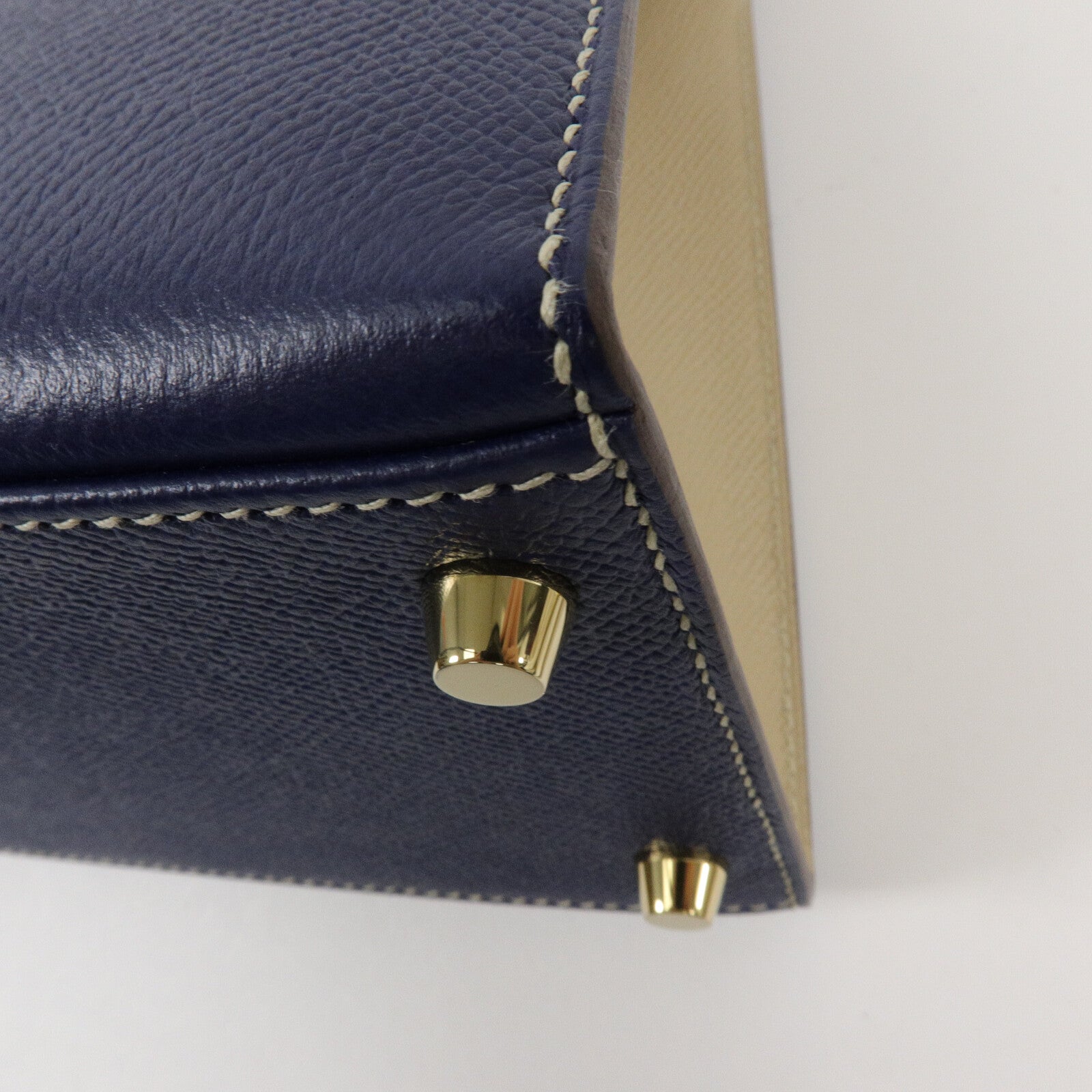 HERMES Epsom皮革Kelly 28手挽肩背兩用袋Blue Sapphire/Trench