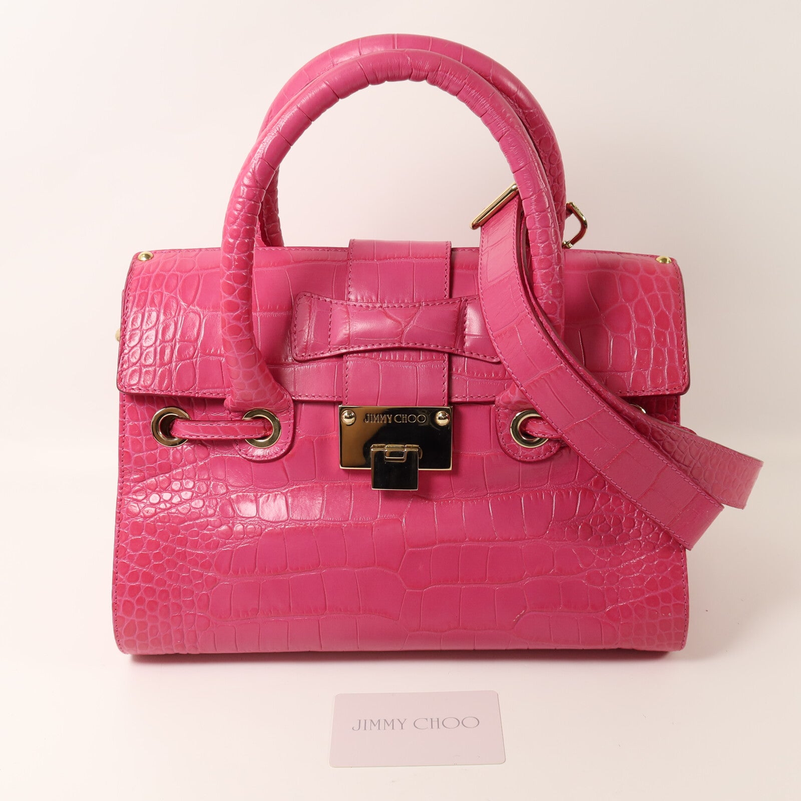 JIMMY CHOO 牛皮皮革2 Way Shoulder金扣手挽肩背兩用袋