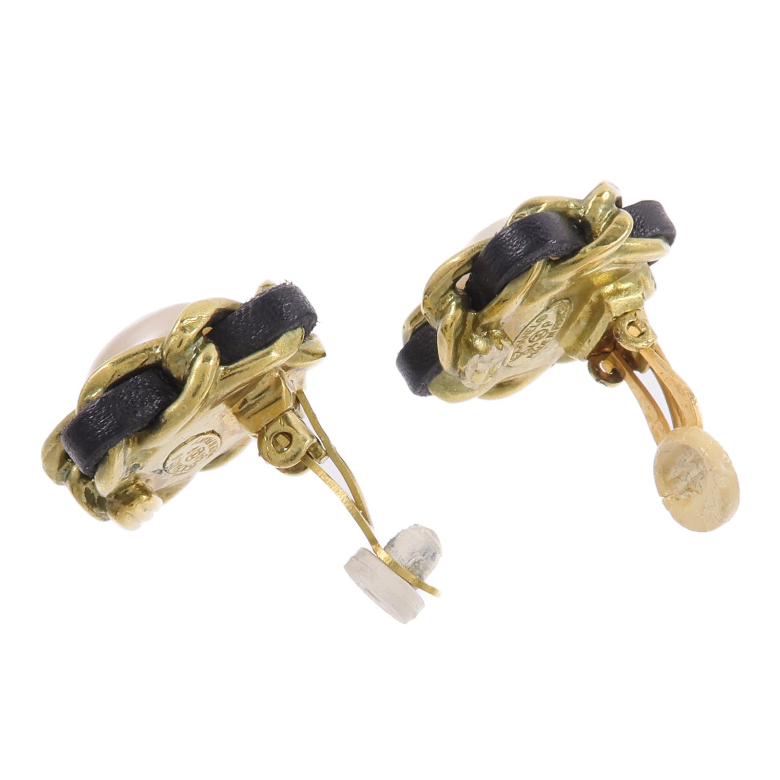 CHANEL PVC/金屬/皮革Vintage Clip On Earrings耳環