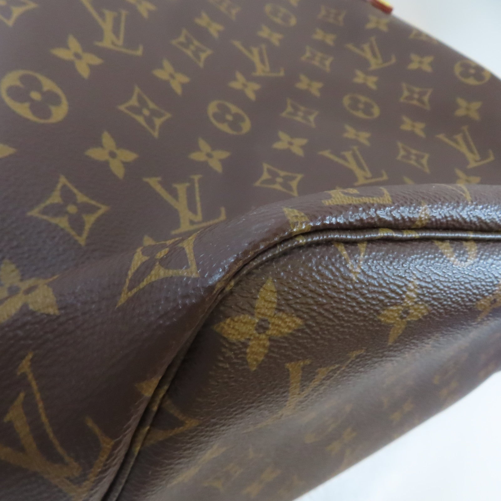 LOUIS VUITTON Monogram Neverfull MM金扣手挽袋啡色