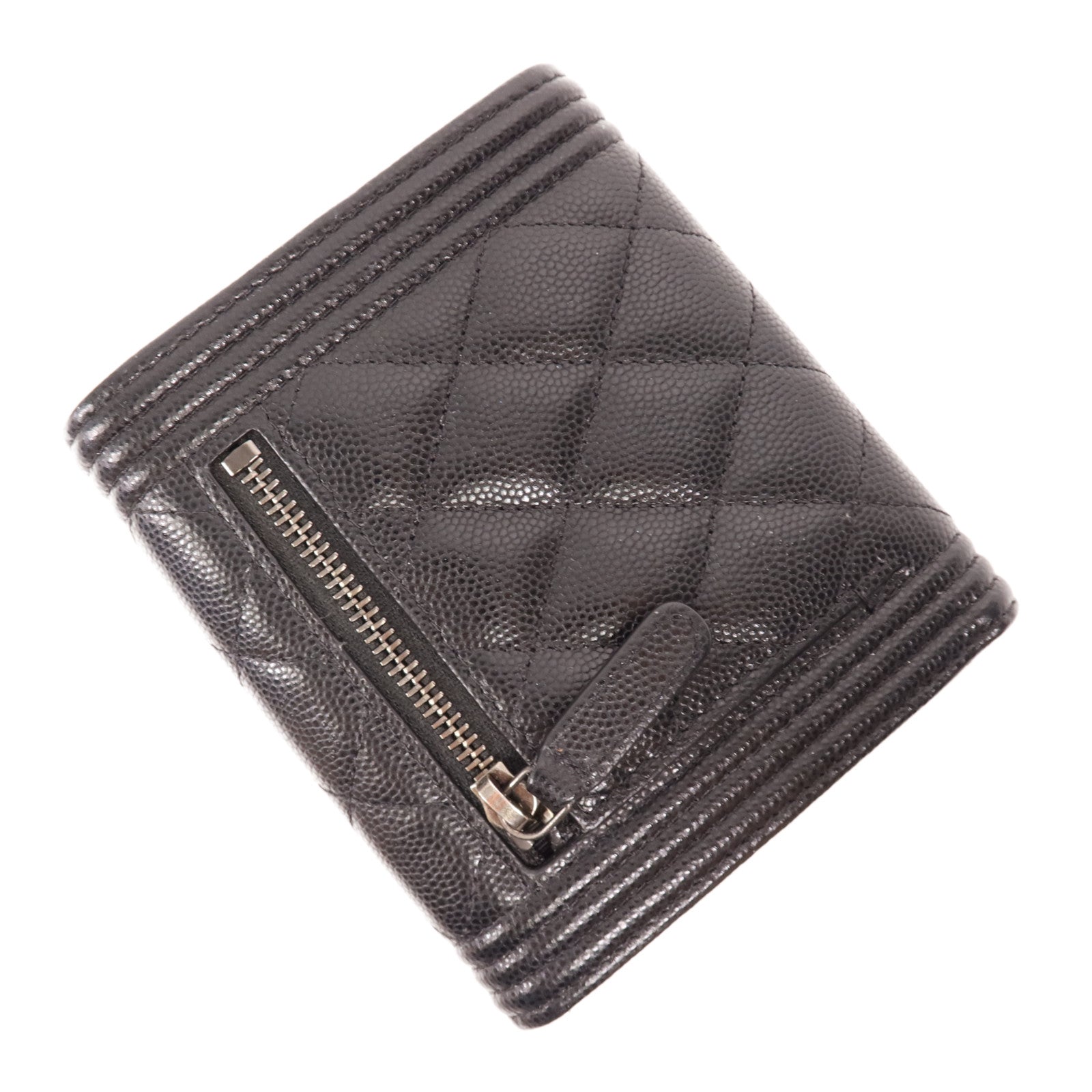 CHANEL 【激減優惠】牛皮皮革Boy Wallet銀扣錢包