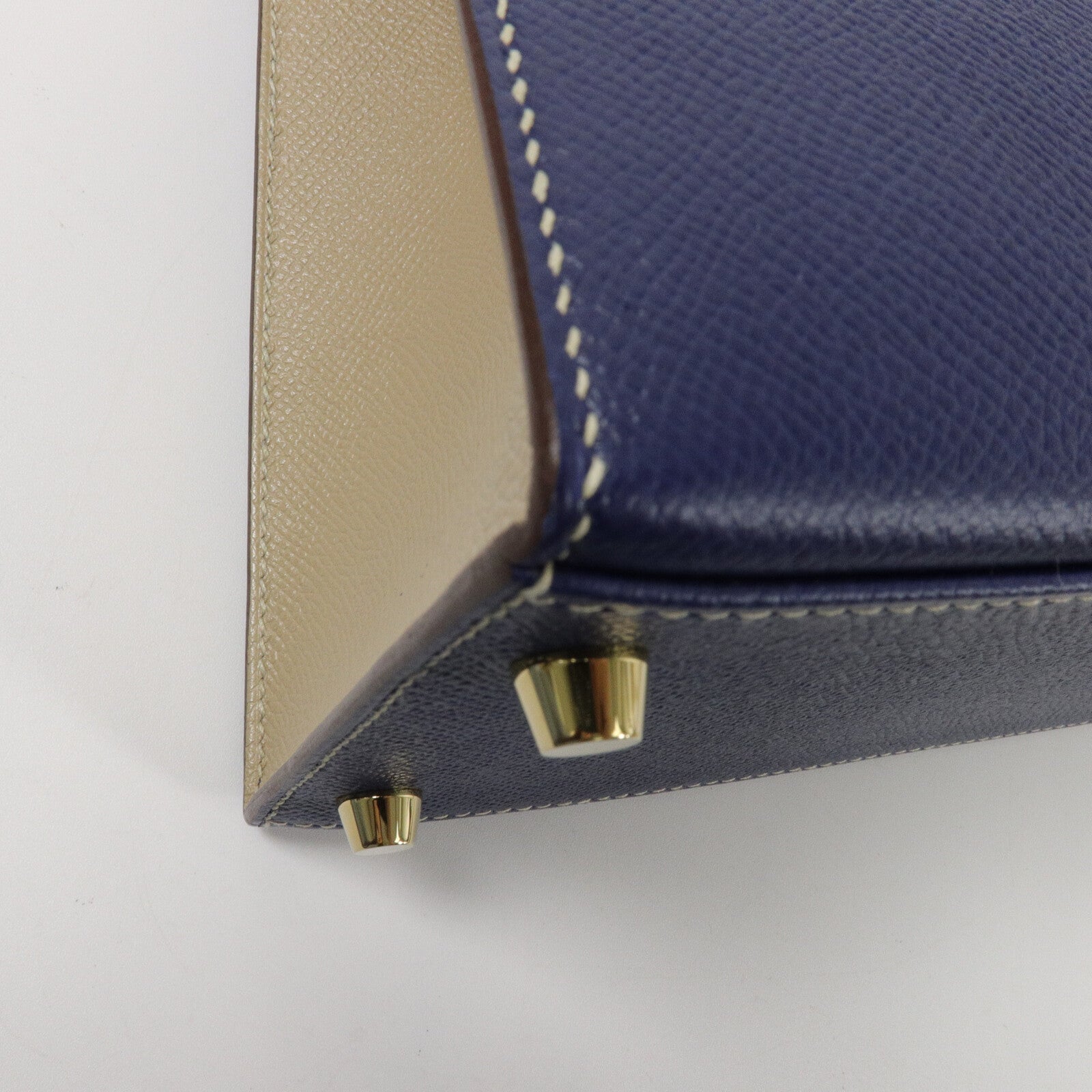 HERMES Epsom皮革Kelly 28手挽肩背兩用袋Blue Sapphire/Trench