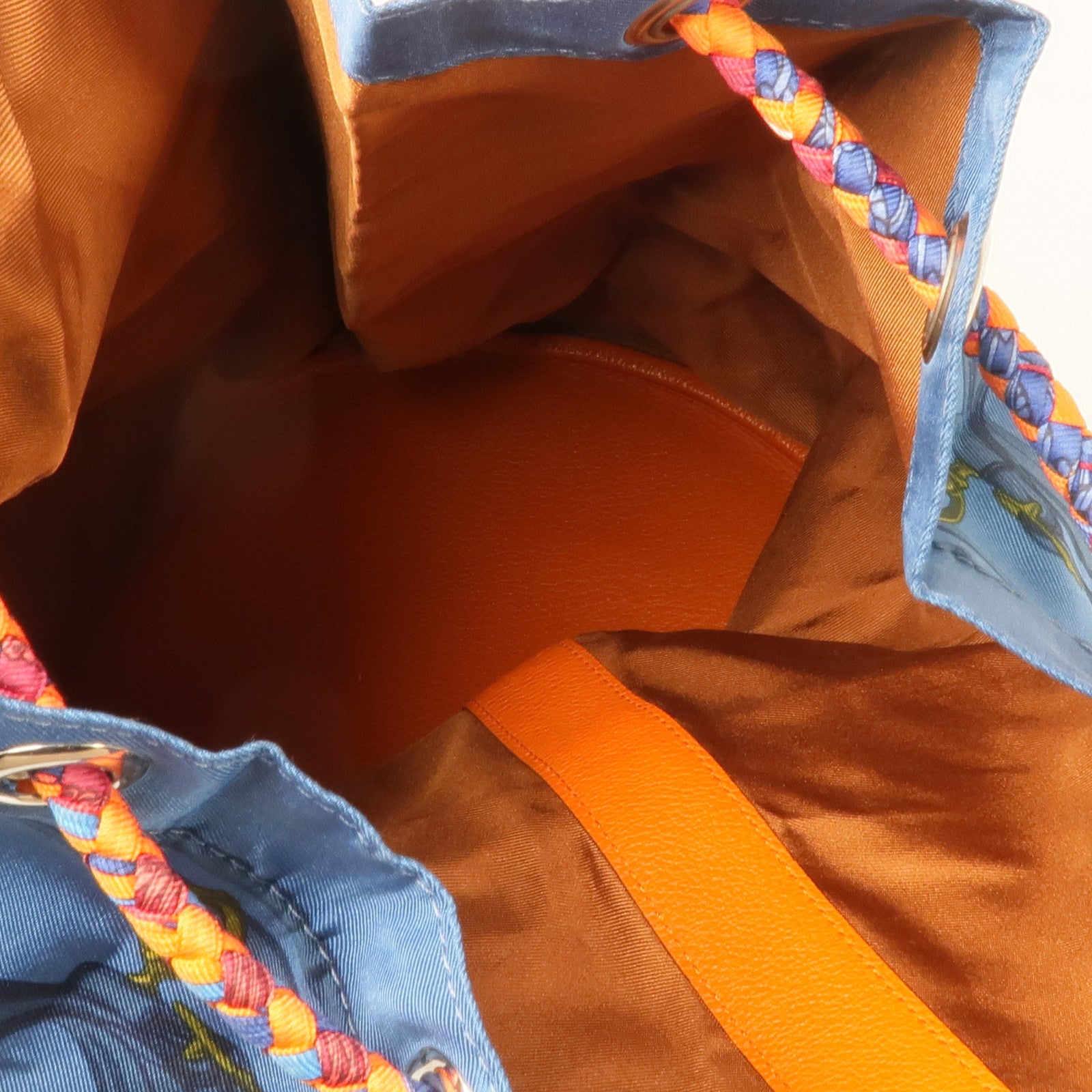 HERMES 絲質/牛皮皮革Soie Cool Backpack銀扣背包