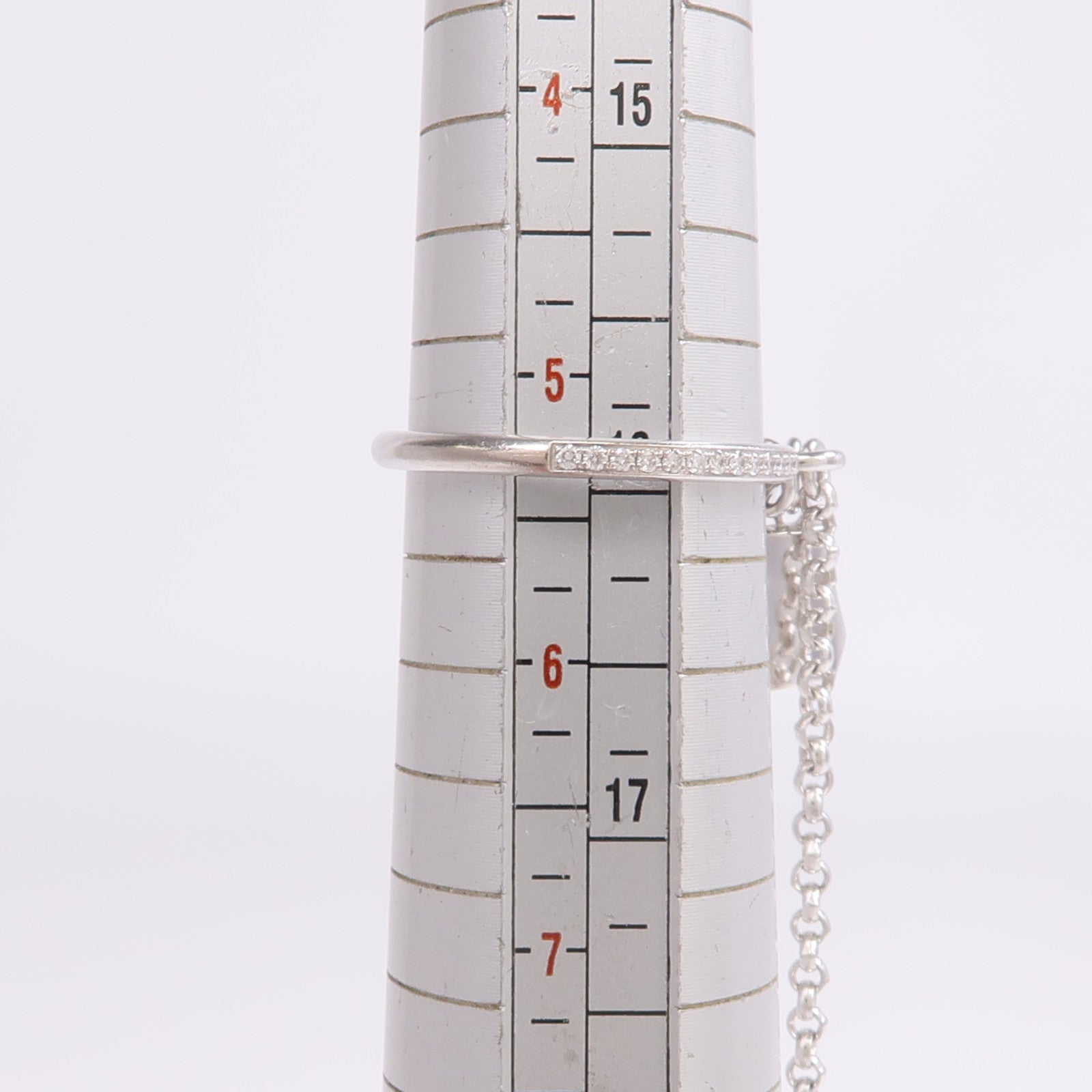 HERMES 18K白金Kelly Cadenas Double Ring鑽石戒指