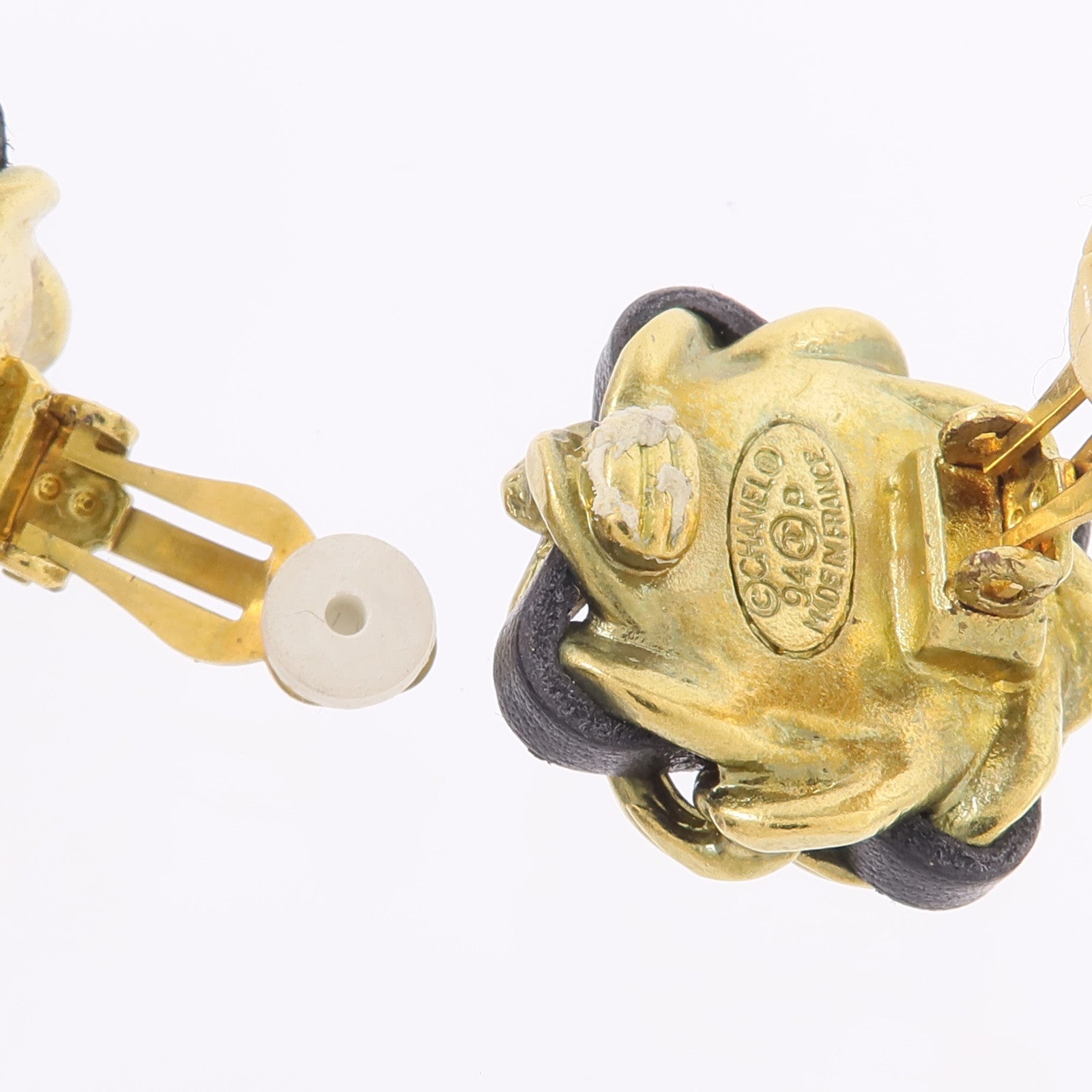 CHANEL PVC/金屬/皮革Vintage Clip On Earrings耳環