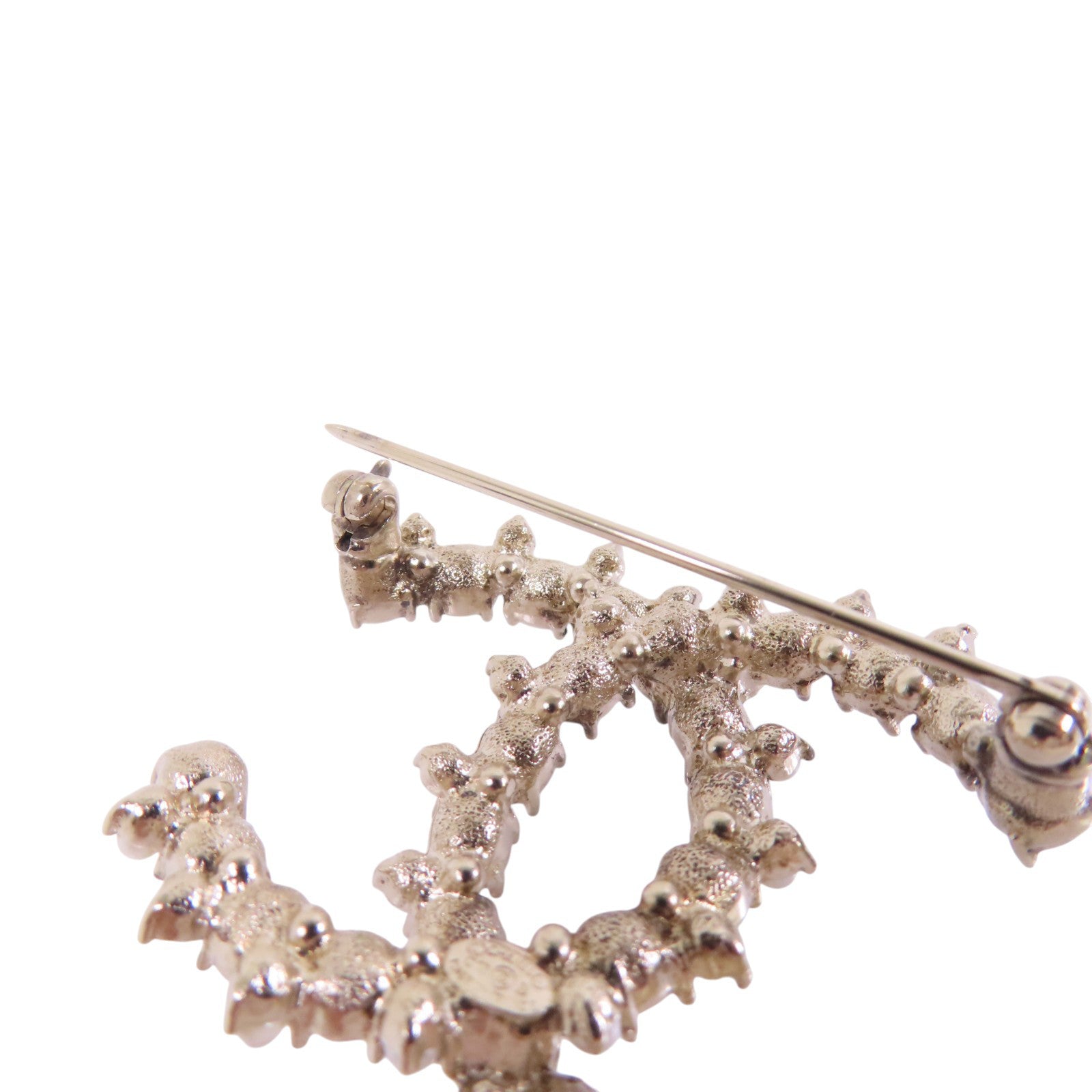 CHANEL 金屬/水鑽/仿珍珠CC Brooch金扣胸針