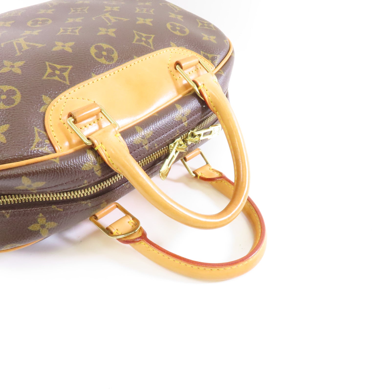 LOUIS VUITTON 【激減優惠】Monogram Deauville Monogram金扣手挽袋啡色