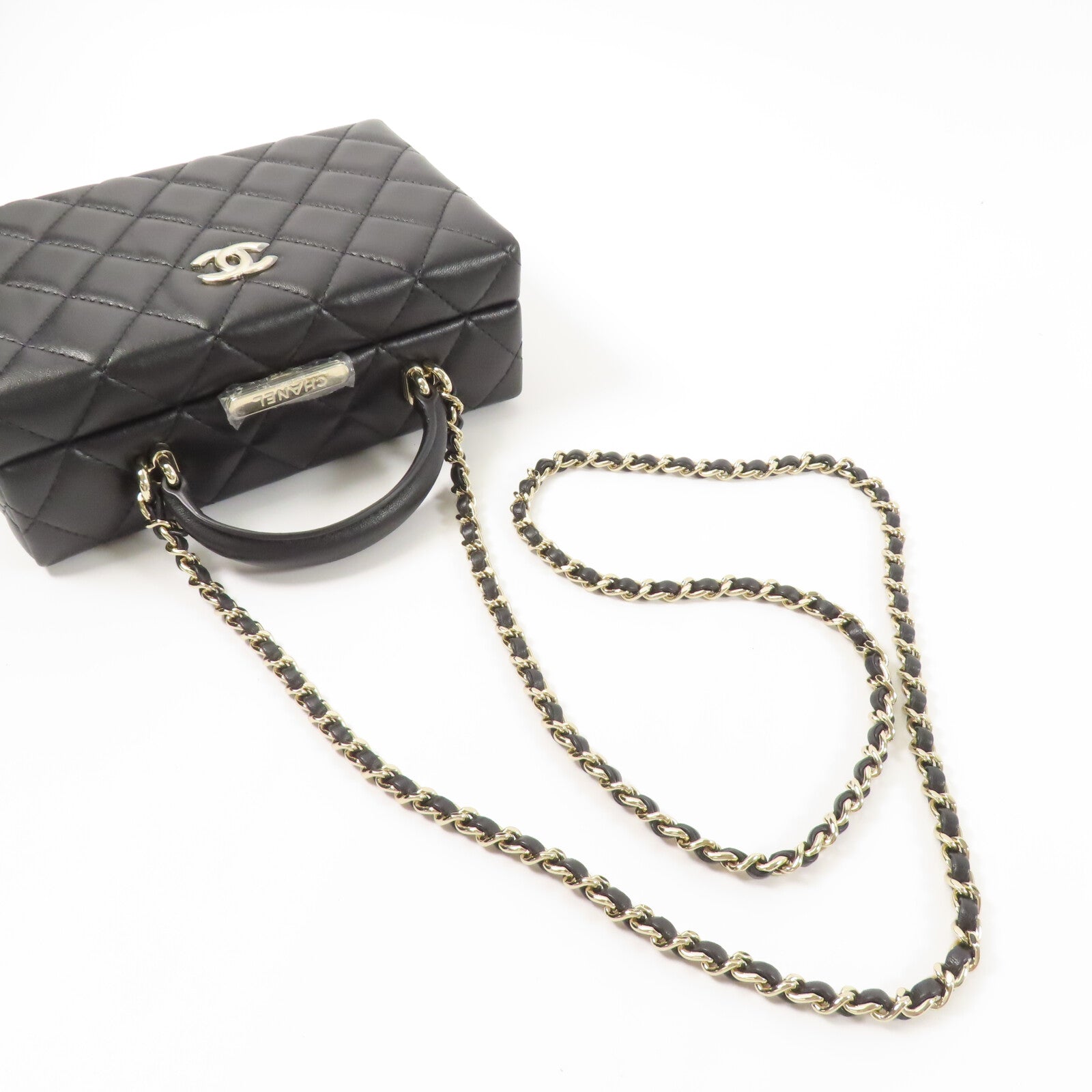 CHANEL 羊皮皮革Small Box鏈帶手挽肩背兩用袋