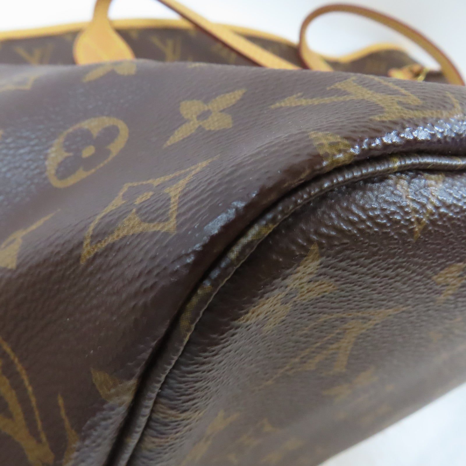 LOUIS VUITTON Monogram Neverfull MM金扣手挽袋啡色