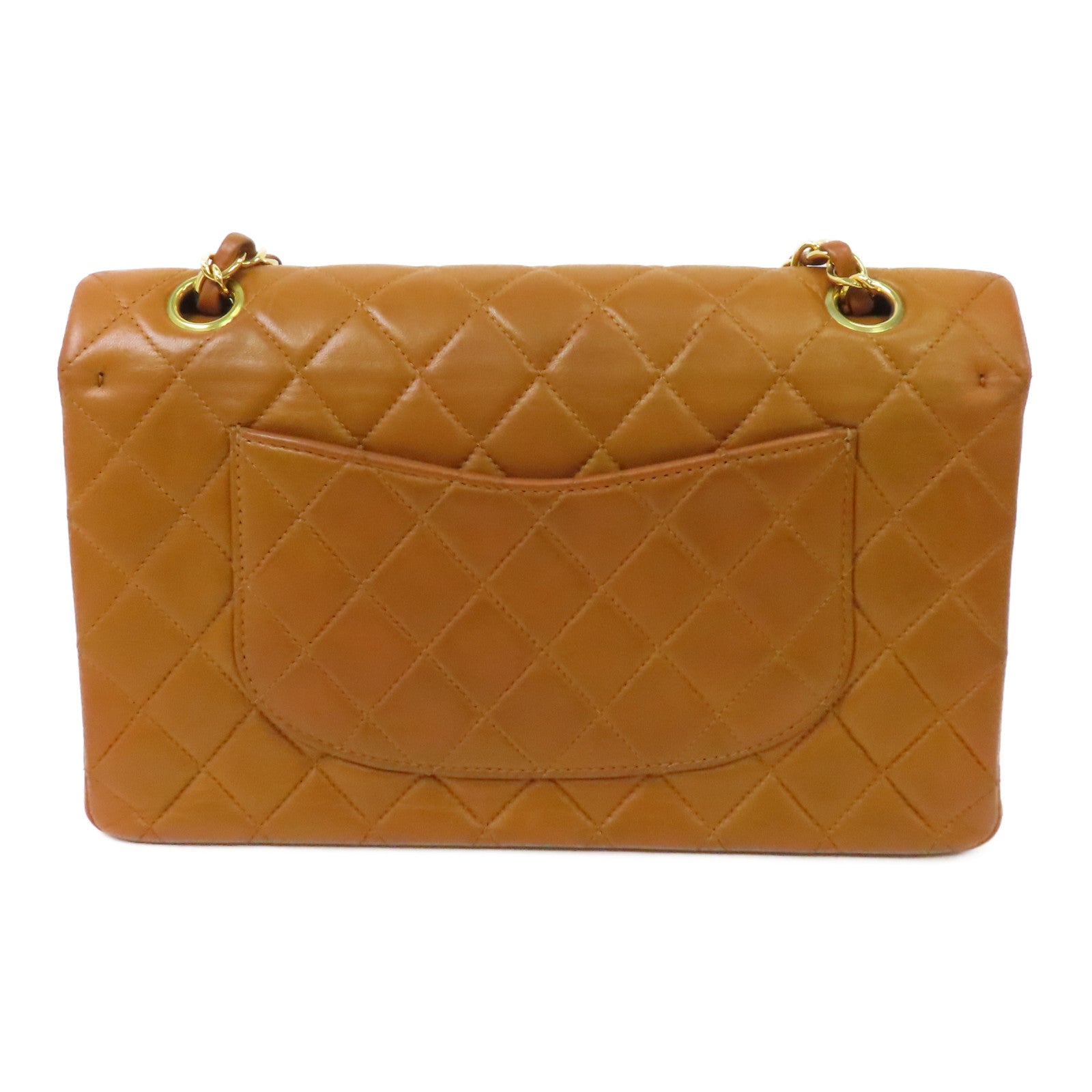 CHANEL 菱格牛皮皮革Classic金扣鏈帶肩背袋棕色