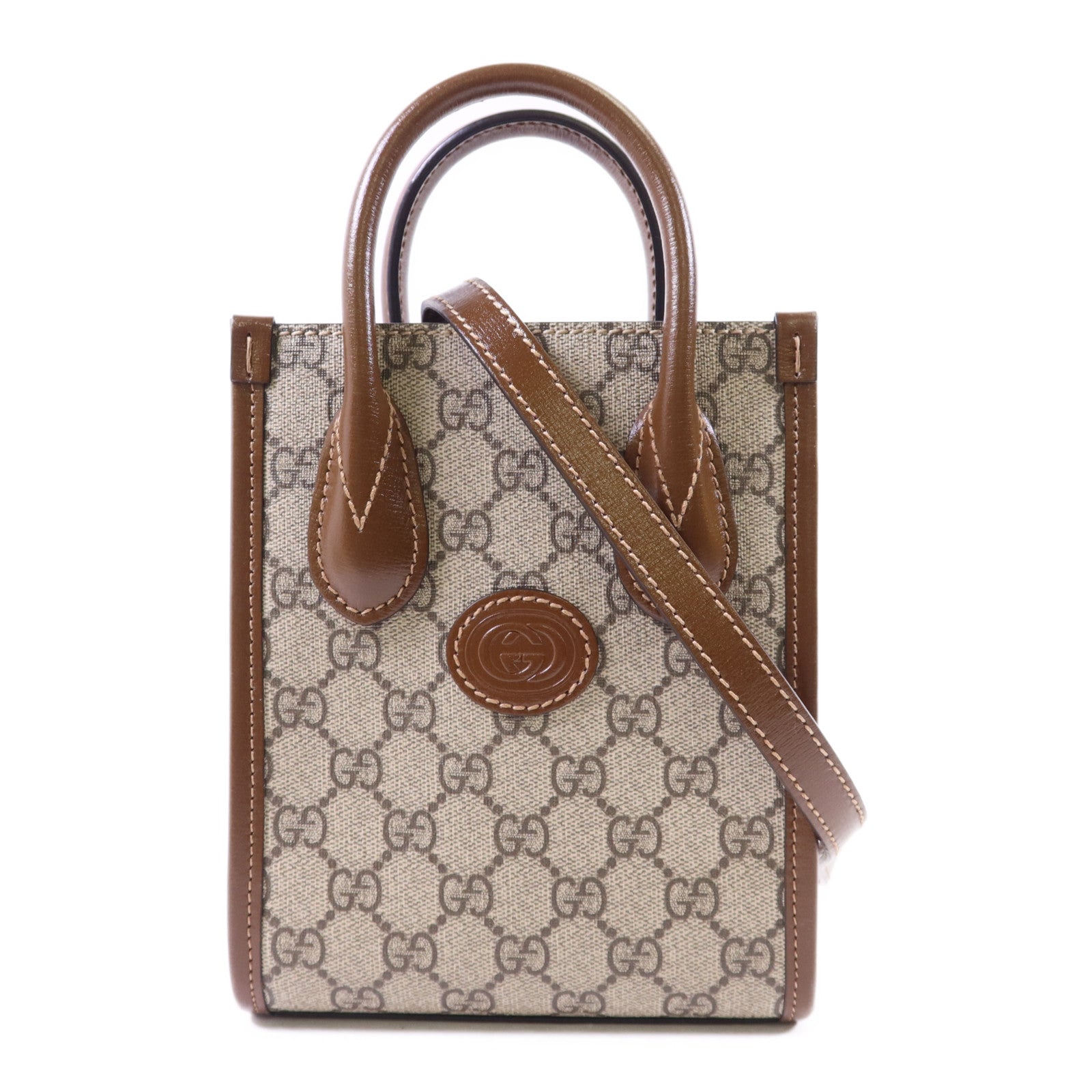 GUCCI 塗層帆布Interlocking G Mini Tote Bag金扣手挽肩背兩用袋