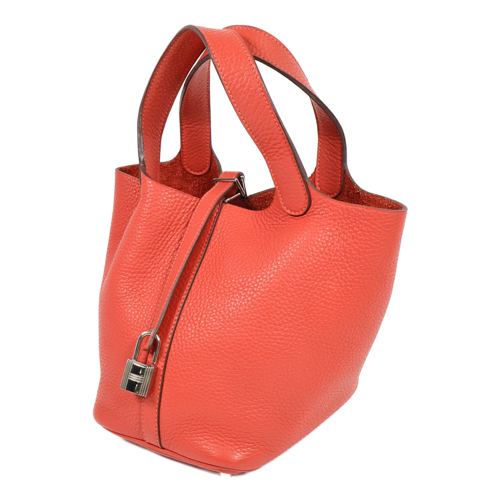 HERMES Clemence皮革Picotin PM手挽袋Rouge Pivoine