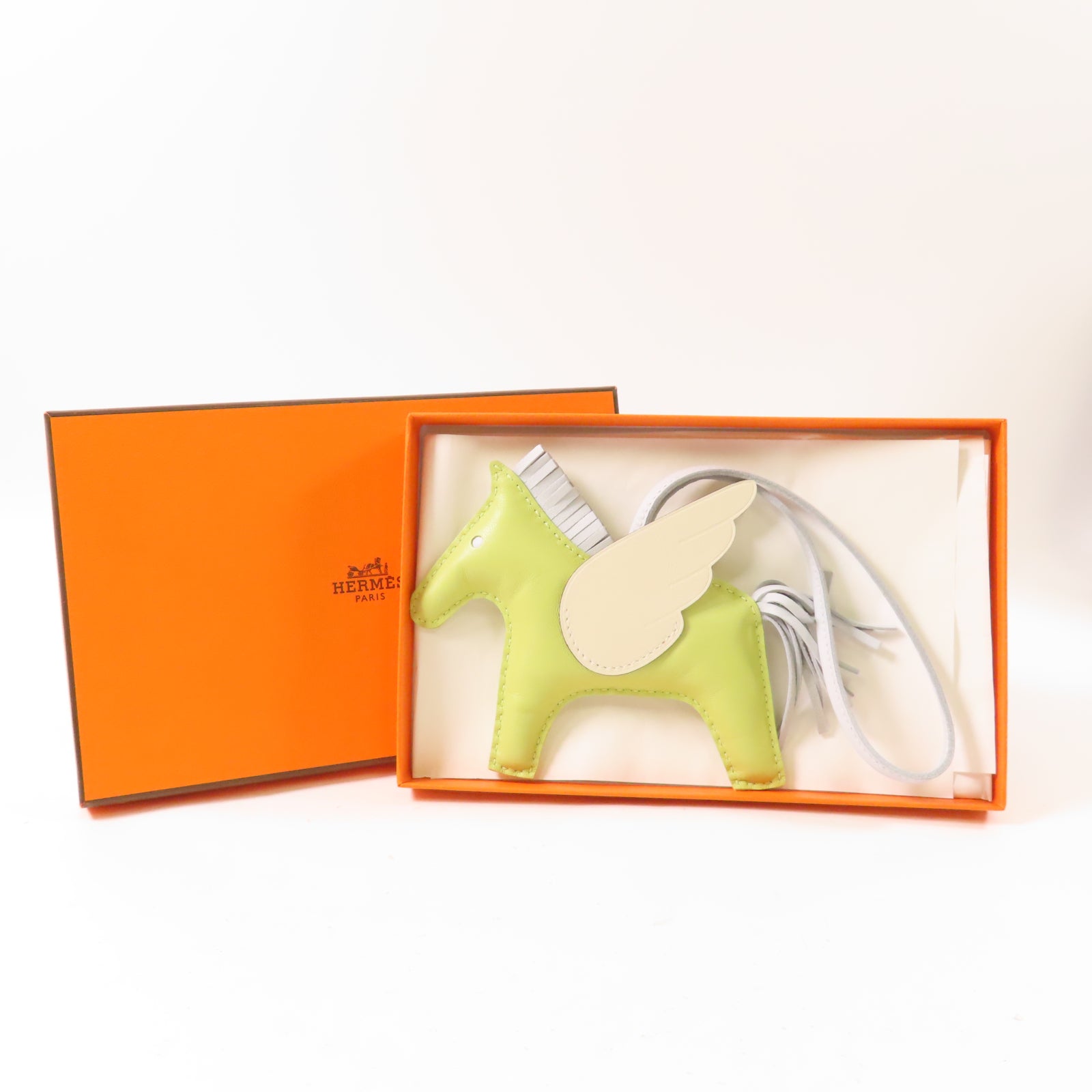 HERMES Swift皮革Rodeo Pegase MM掛飾綠色/白色/藍色