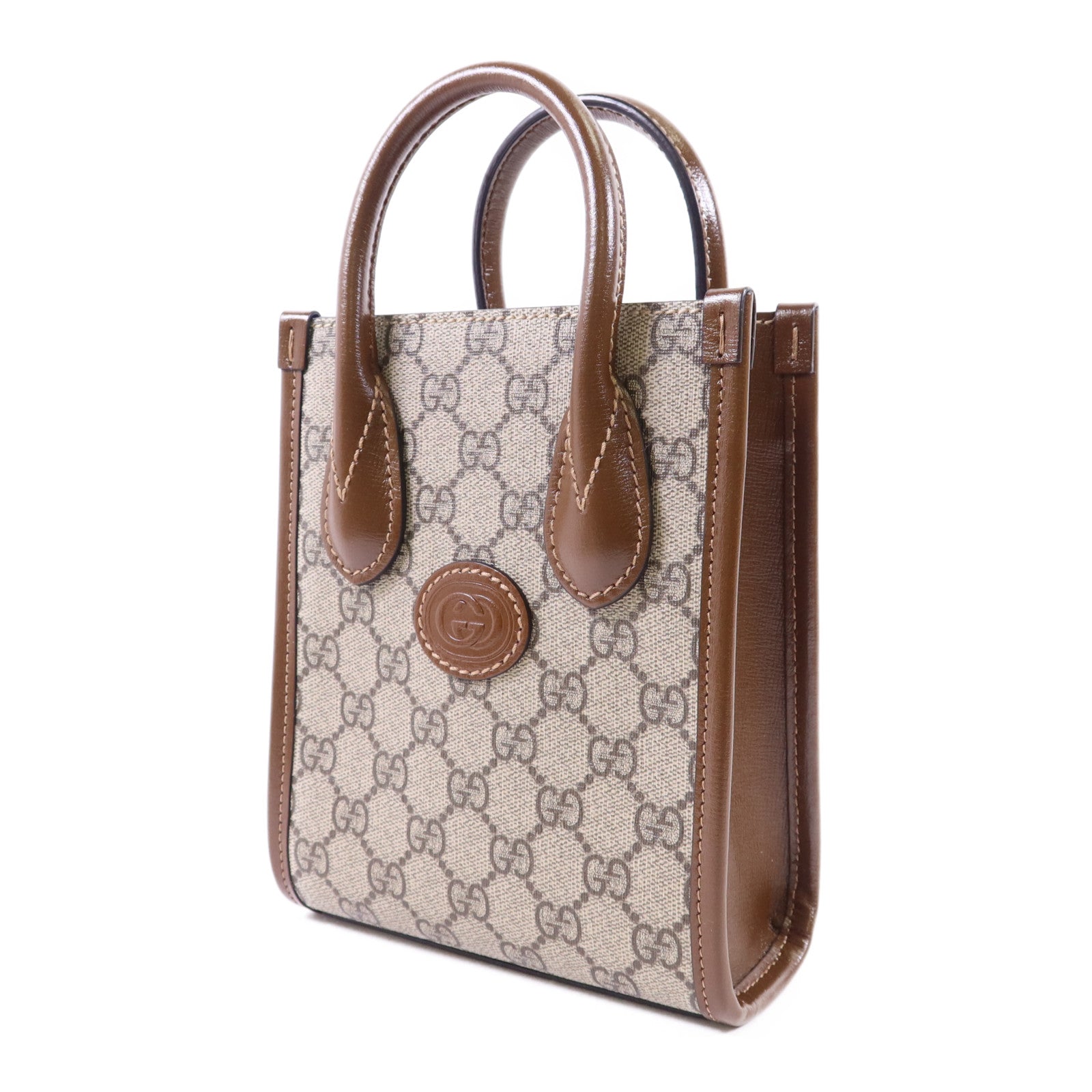 GUCCI 塗層帆布Interlocking G Mini Tote Bag金扣手挽肩背兩用袋