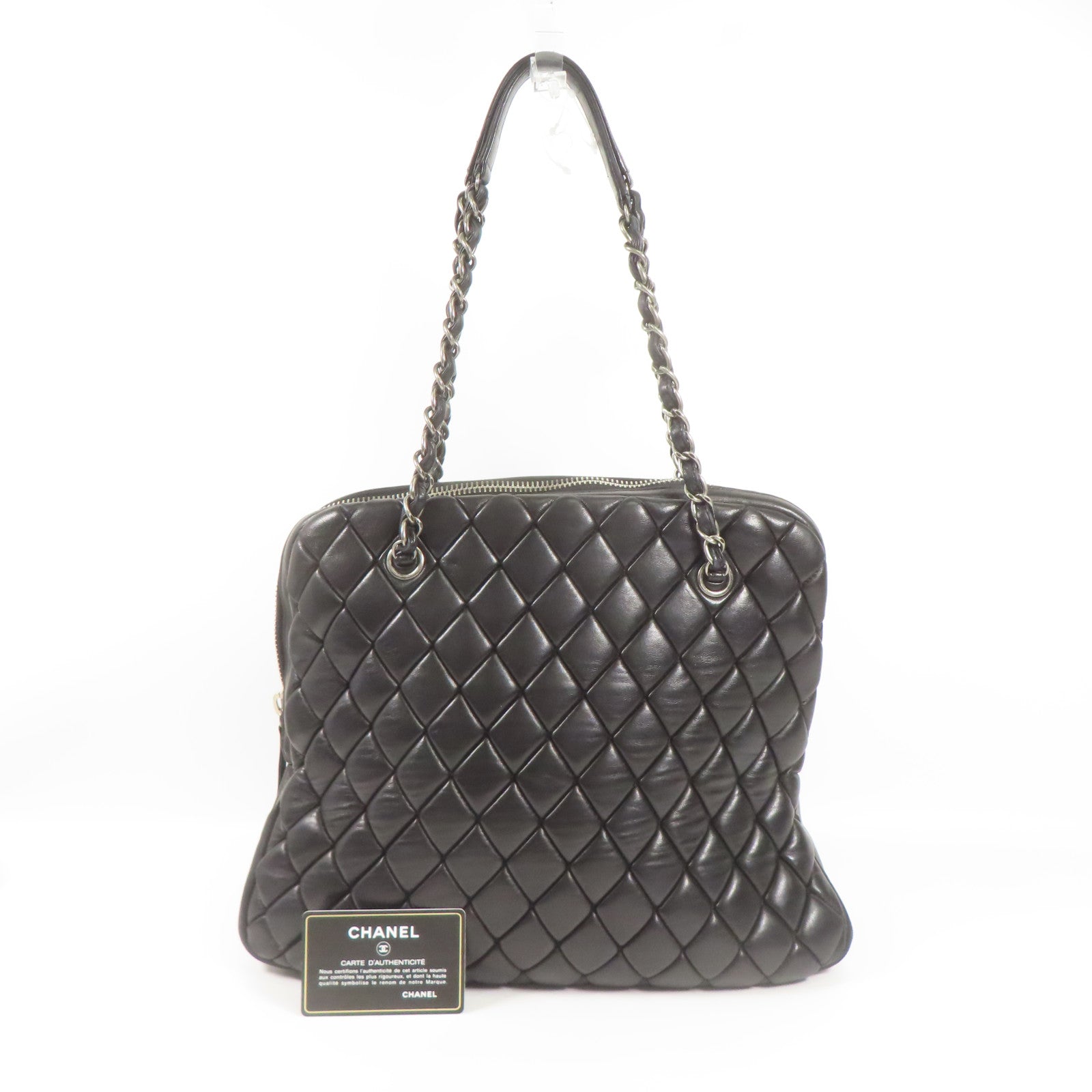 CHANEL 牛皮皮革Chain Shoulder銀扣鏈帶肩背袋