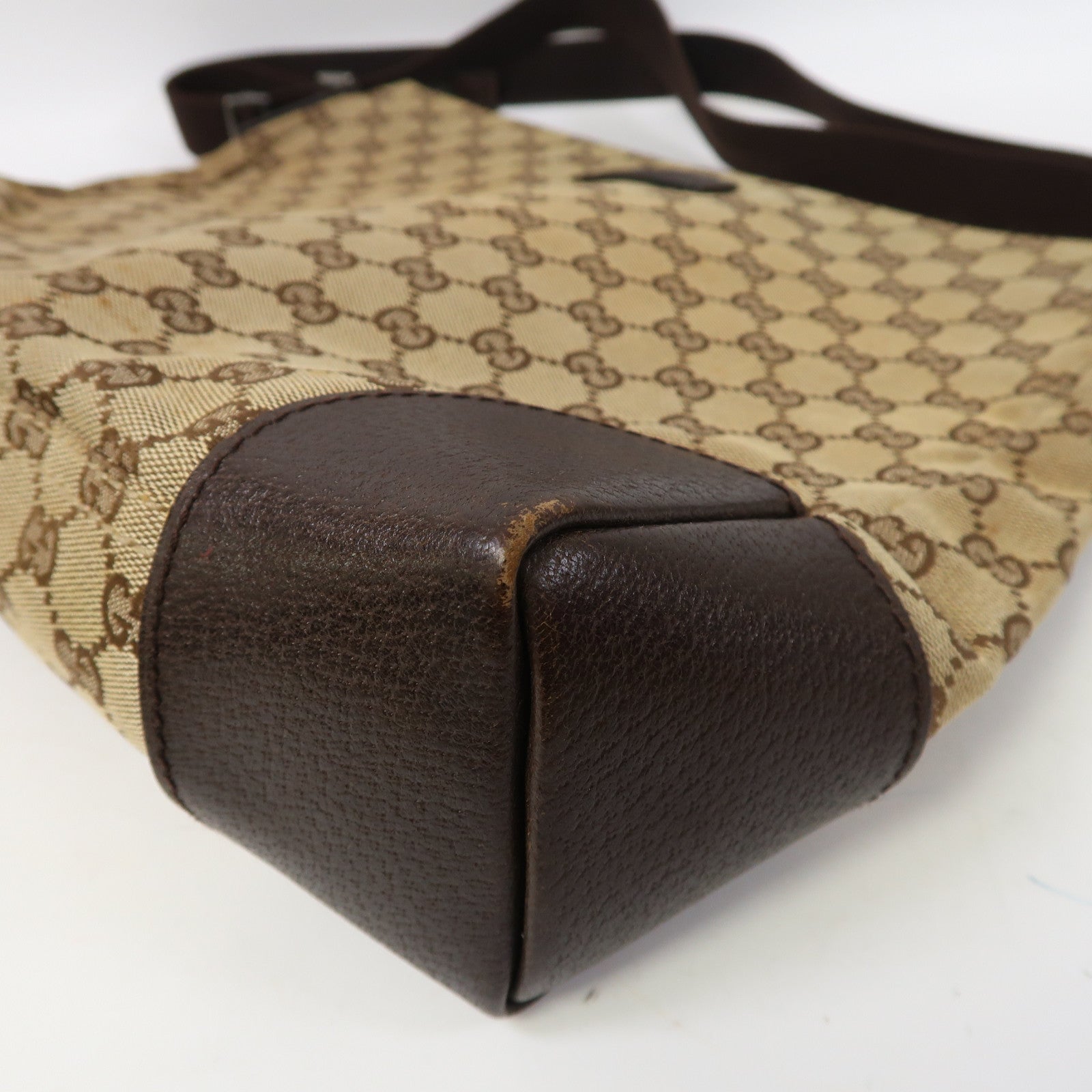 GUCCI 帆布Shoulder Bag銀扣肩背袋啡色