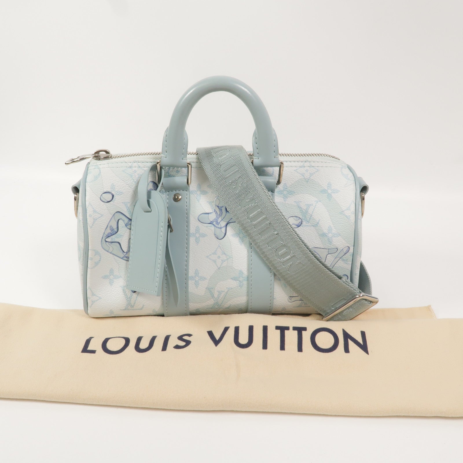 LOUIS VUITTON Monogram Aqua Garden Keepall Bandouliere 25手挽肩背兩用袋