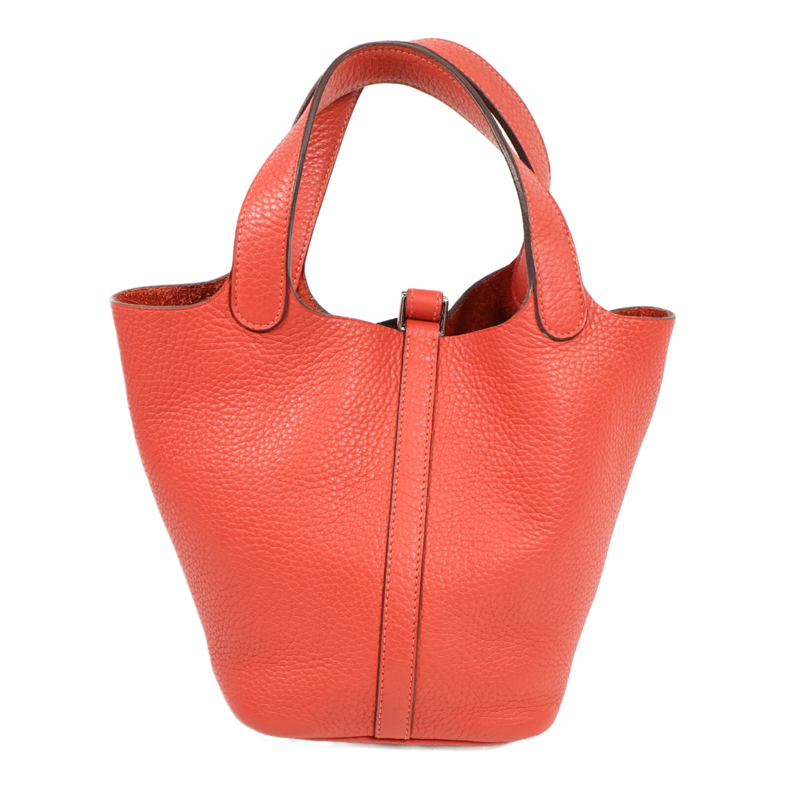 HERMES Clemence皮革Picotin PM手挽袋Rouge Pivoine