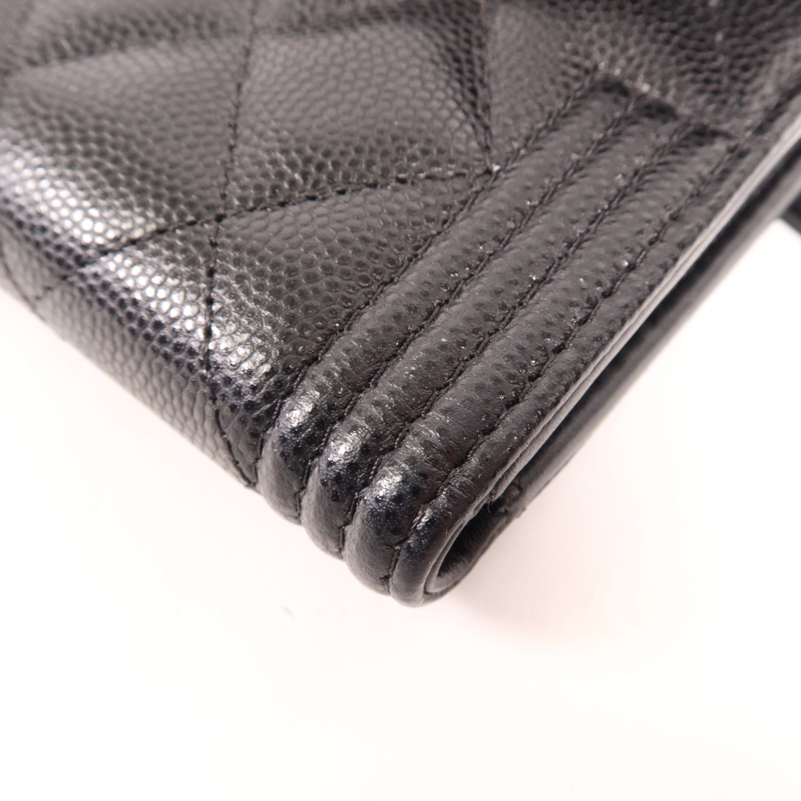 CHANEL 牛皮皮革Boy Wallet銀扣錢包