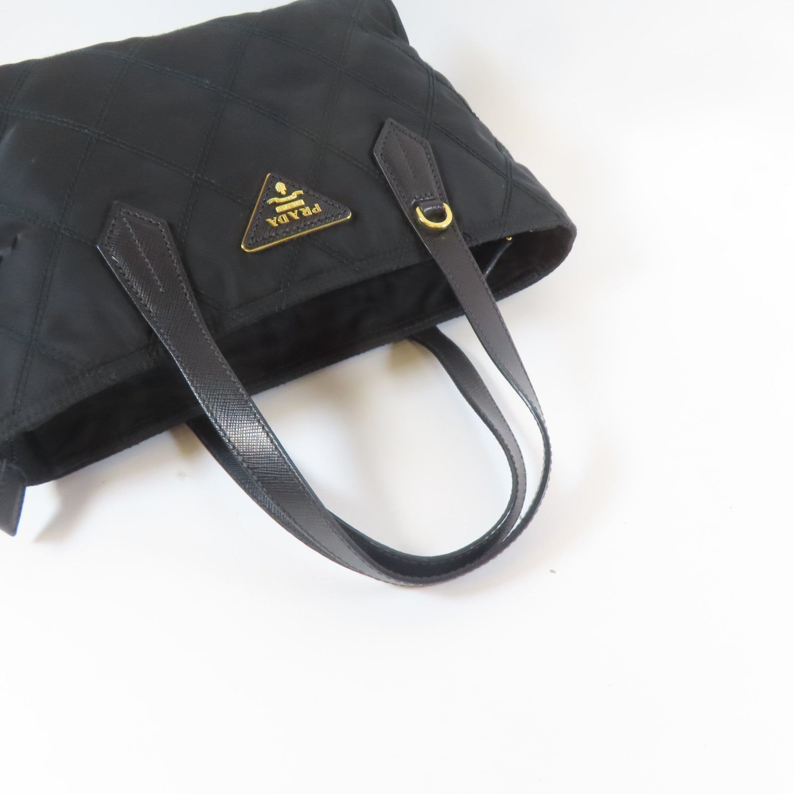 PRADA 尼龍Shoulder Bag金扣手挽肩背兩用袋黑色