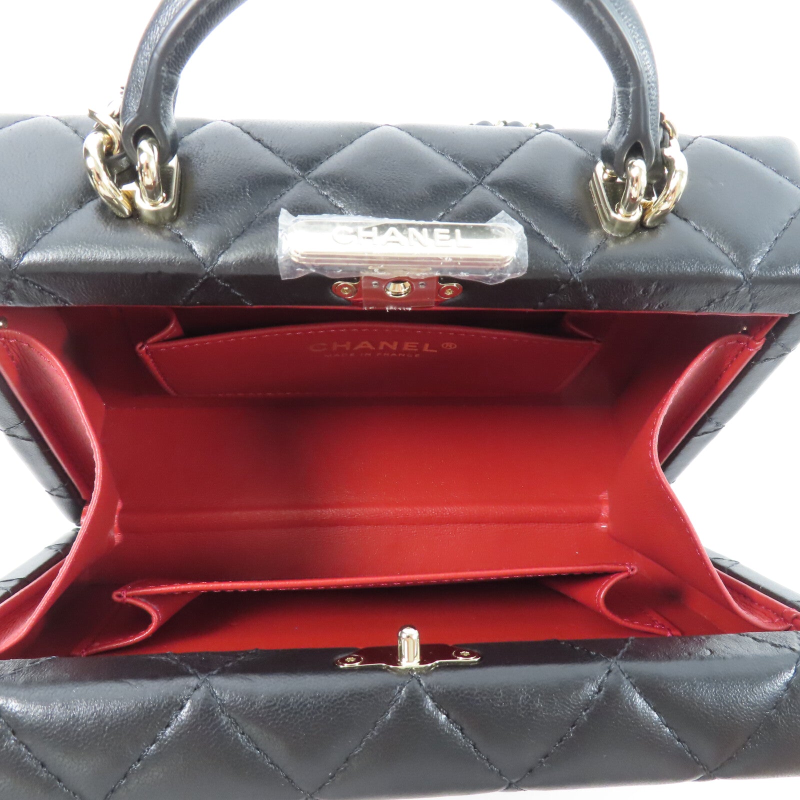 CHANEL 羊皮皮革Small Box鏈帶手挽肩背兩用袋