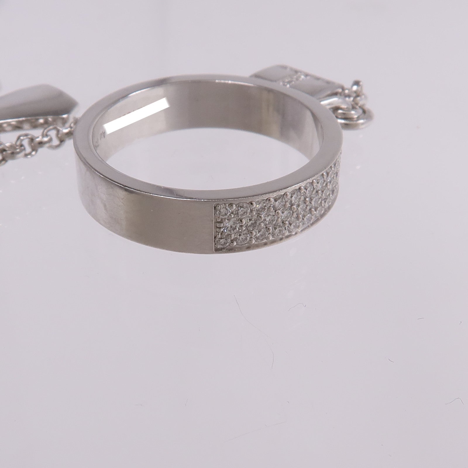 HERMES 18K白金Kelly Cadenas Double Ring鑽石戒指