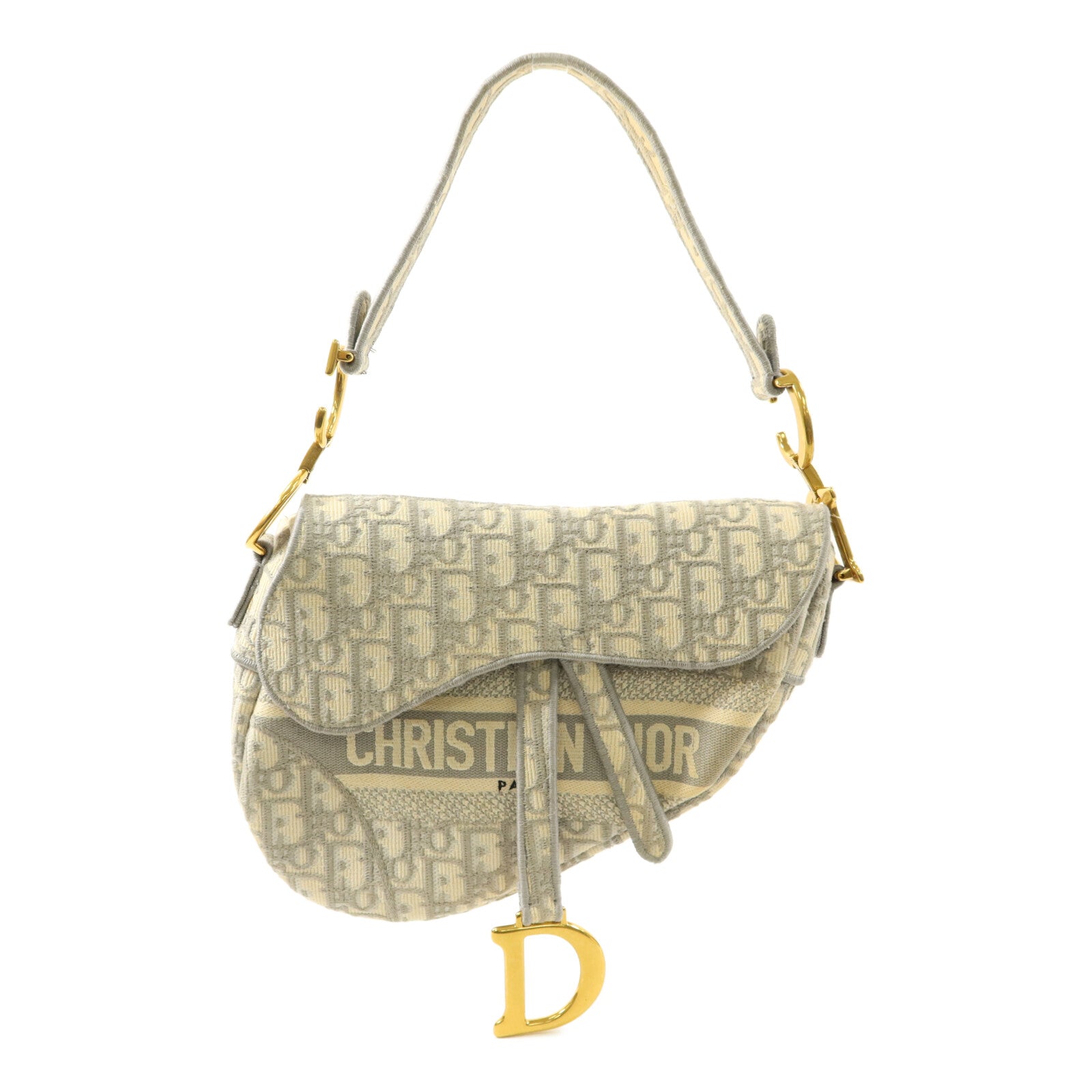 Dior 帆布Oblique Jacquard Saddle銀扣肩背袋