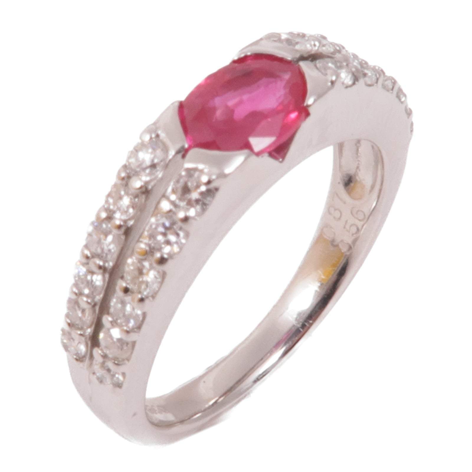 JEWELRY【激減優惠】 JEWELRY PT900鉑金/紅寶石/鑽石Ruby/Diamond Ring戒指US#6.5