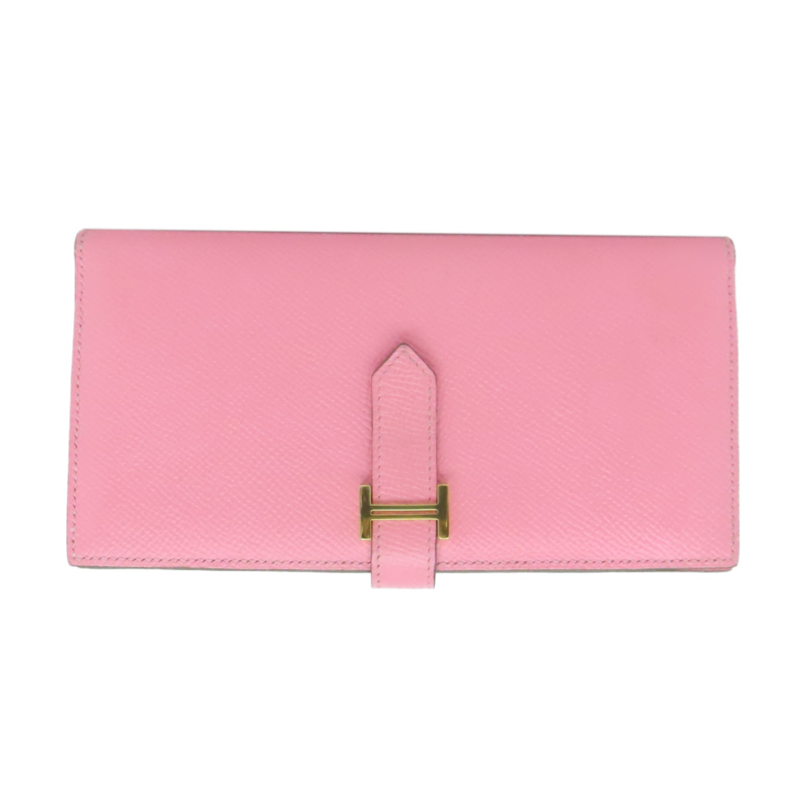 HERMES 【激減優惠】Epsom皮革Bearn Long Wallet金扣長錢包Rose Confetti粉紅色