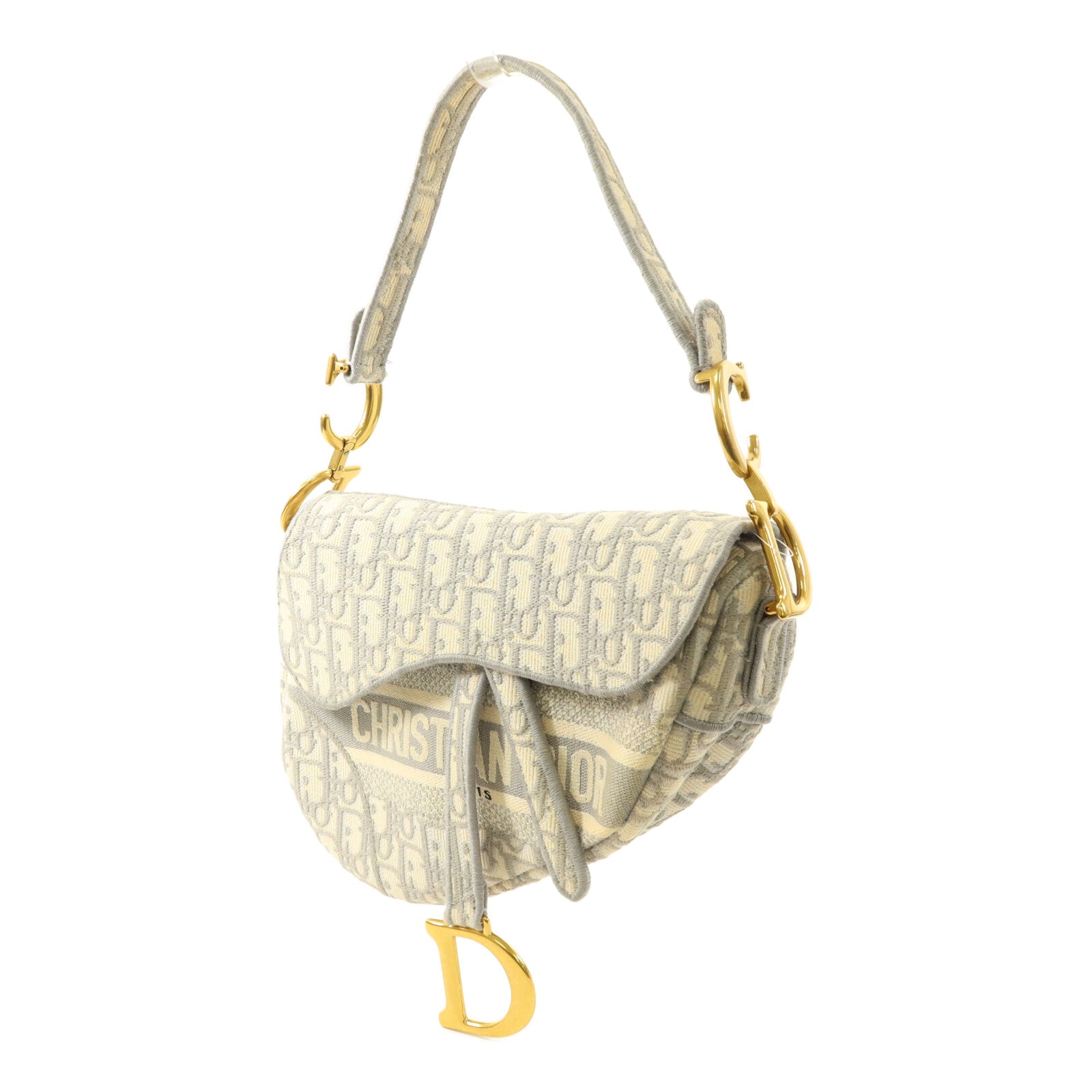 Dior 帆布Oblique Jacquard Saddle銀扣肩背袋