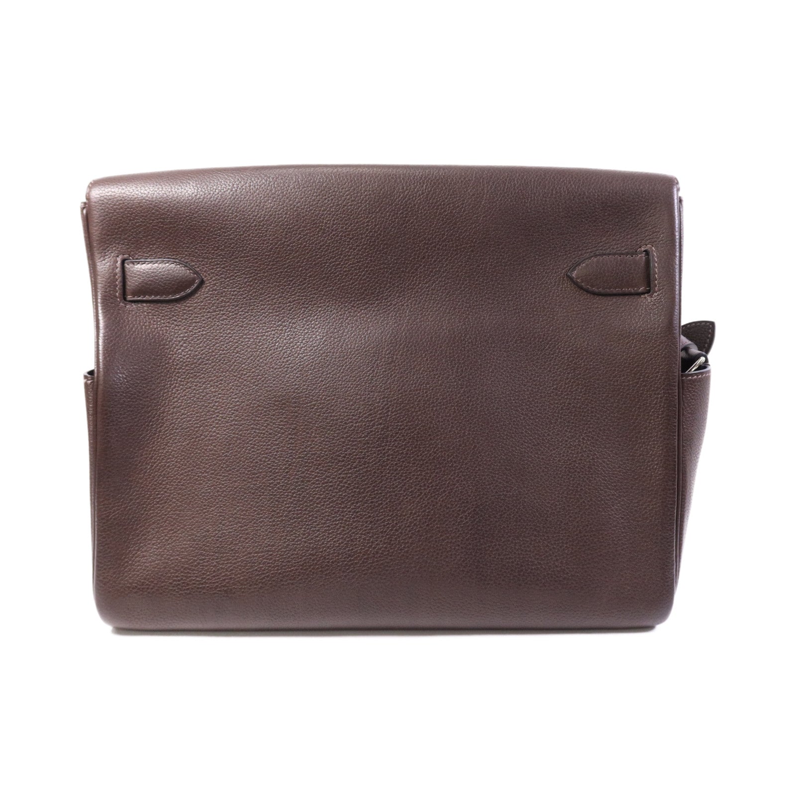 HERMES Barenia皮革Kelly Messenger GM銀扣肩背袋Rouge H