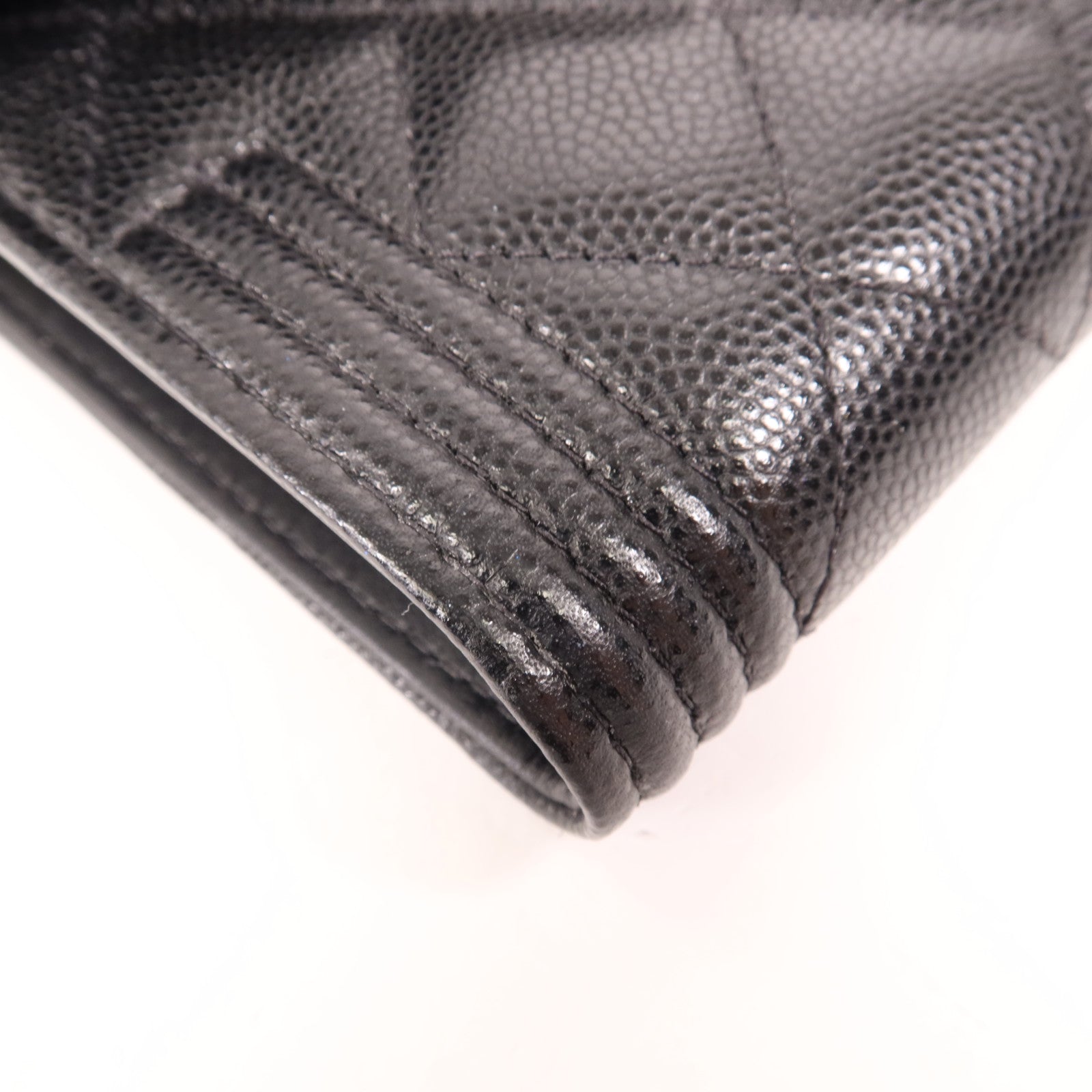 CHANEL 牛皮皮革Boy Wallet銀扣錢包