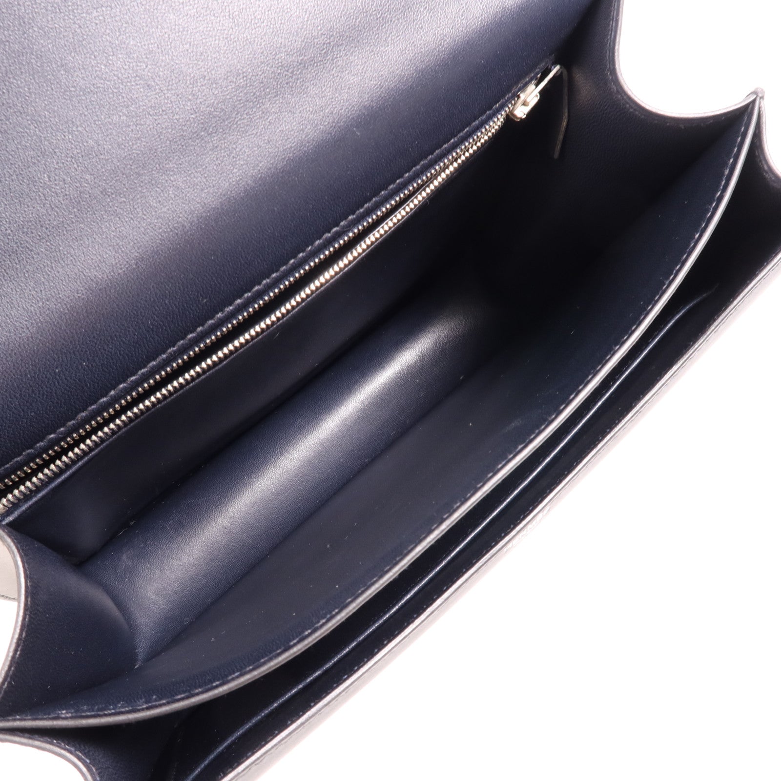 HERMES Swift皮革Constance 24銀扣肩背袋Bleu Ocean