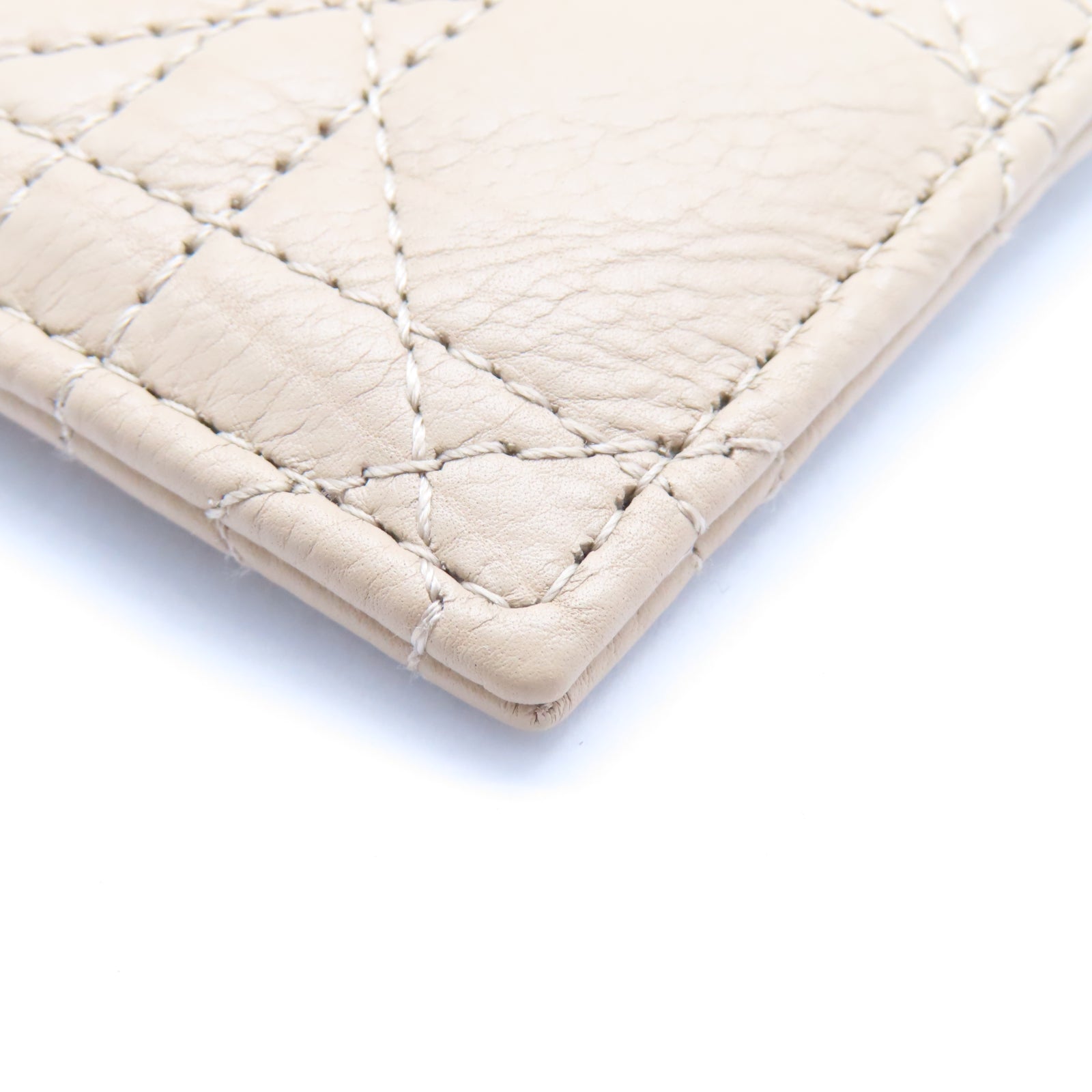 Dior 牛皮皮革Caro Freesia Card Holder金扣卡片套米色