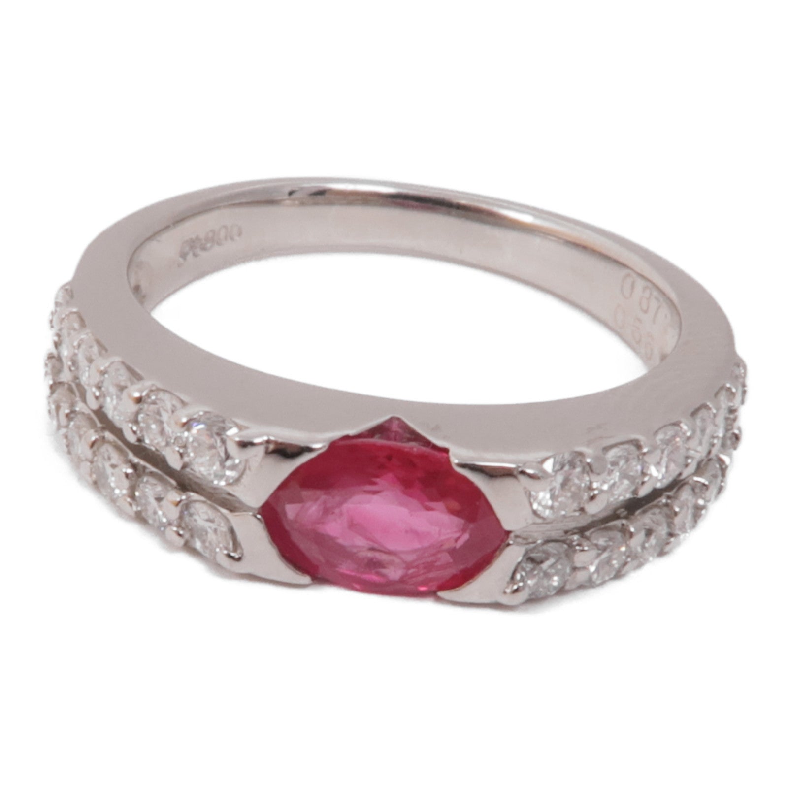 JEWELRY 【激減優惠】JEWELRY PT900鉑金/紅寶石/鑽石Ruby/Diamond Ring戒指US#6.5