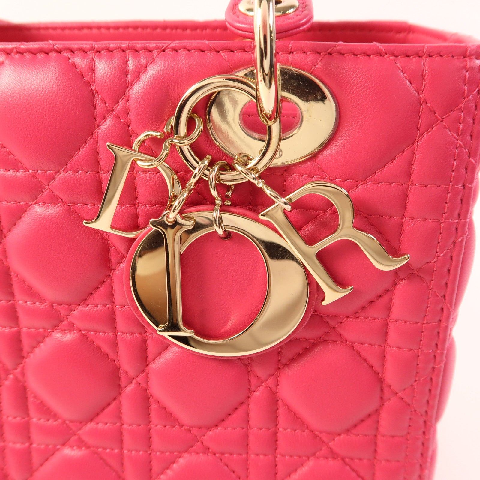 Dior 羊皮皮革Medium Lady Dior金扣手挽肩背兩用袋