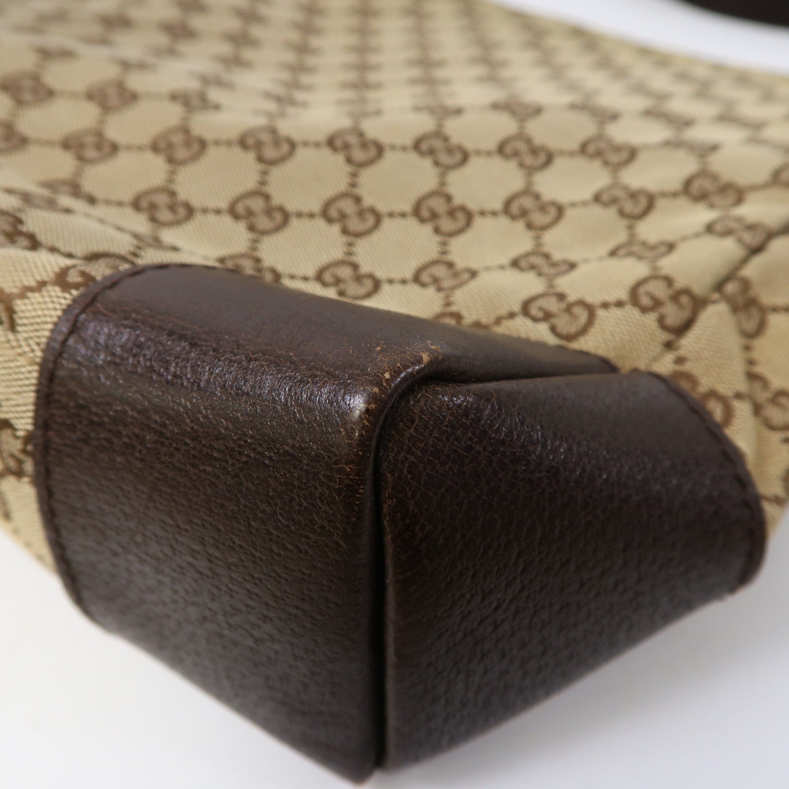 GUCCI 帆布Shoulder Bag銀扣肩背袋啡色