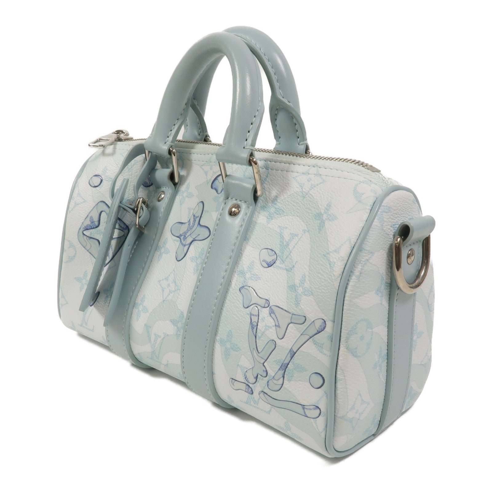 LOUIS VUITTON Monogram Aqua Garden Keepall Bandouliere 25手挽肩背兩用袋
