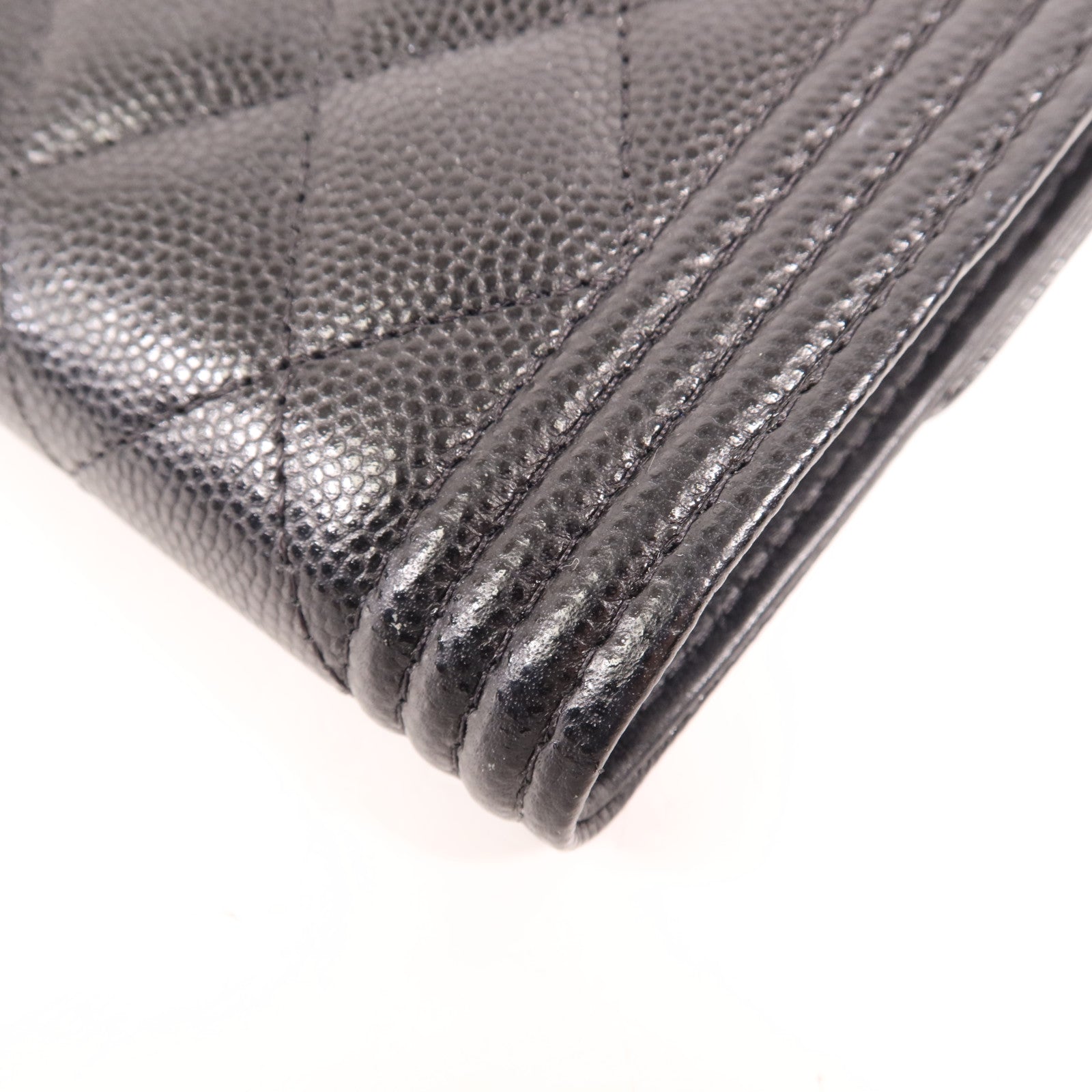 CHANEL 牛皮皮革Boy Wallet銀扣錢包