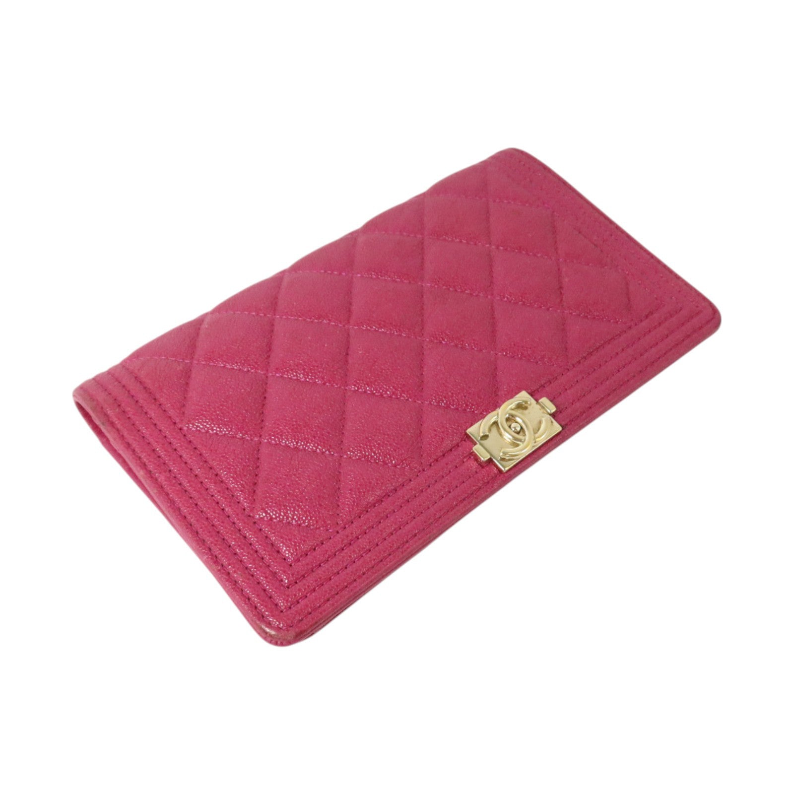 CHANEL 牛皮皮革Boy Chanel Long Wallet金扣長錢包