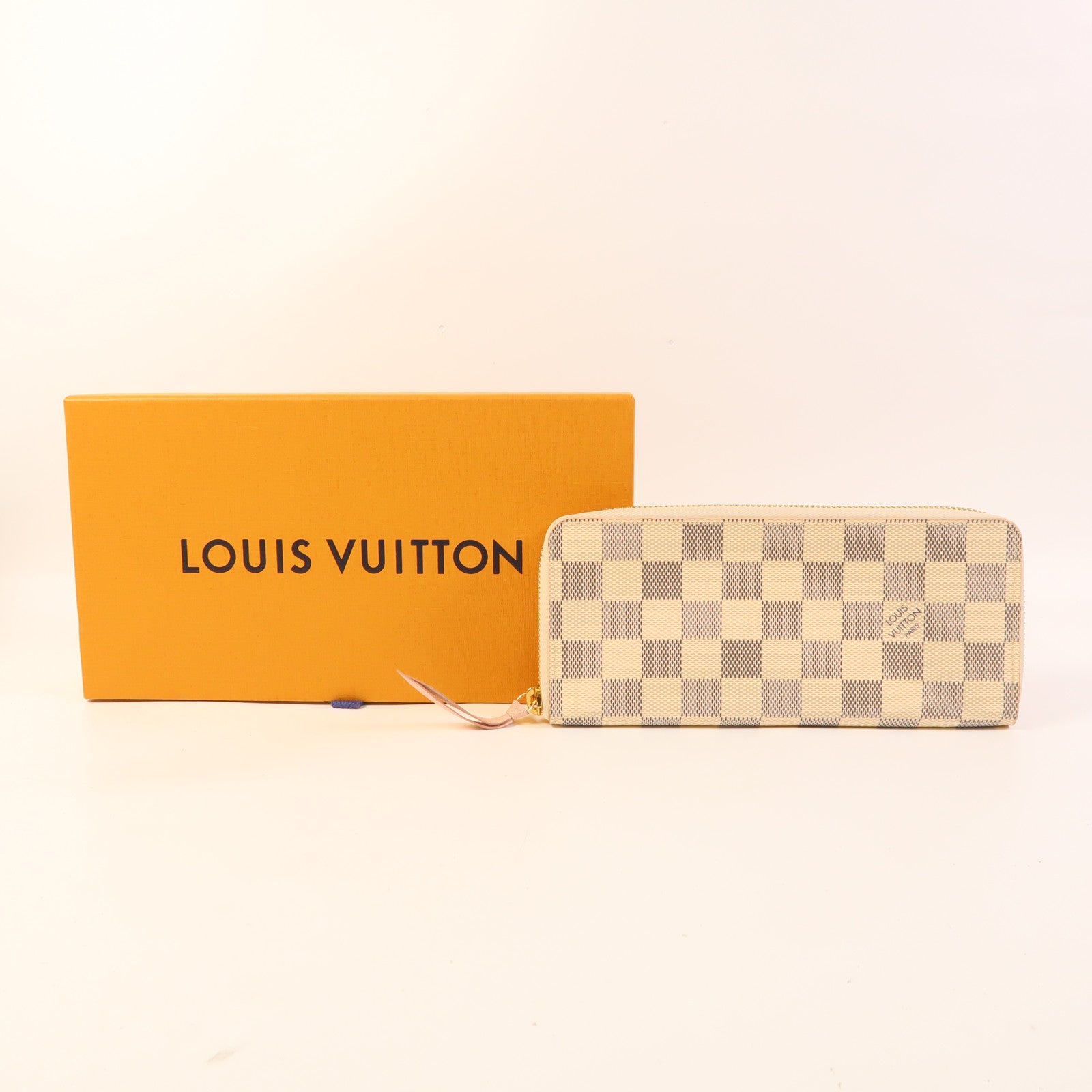 LOUIS VUITTON Damier Azur Clemence Long Wallet金扣長錢包