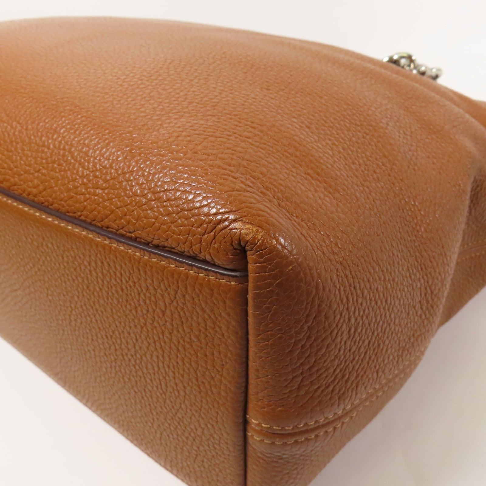COACH 牛皮皮革Shoulder Bag銀扣肩背袋