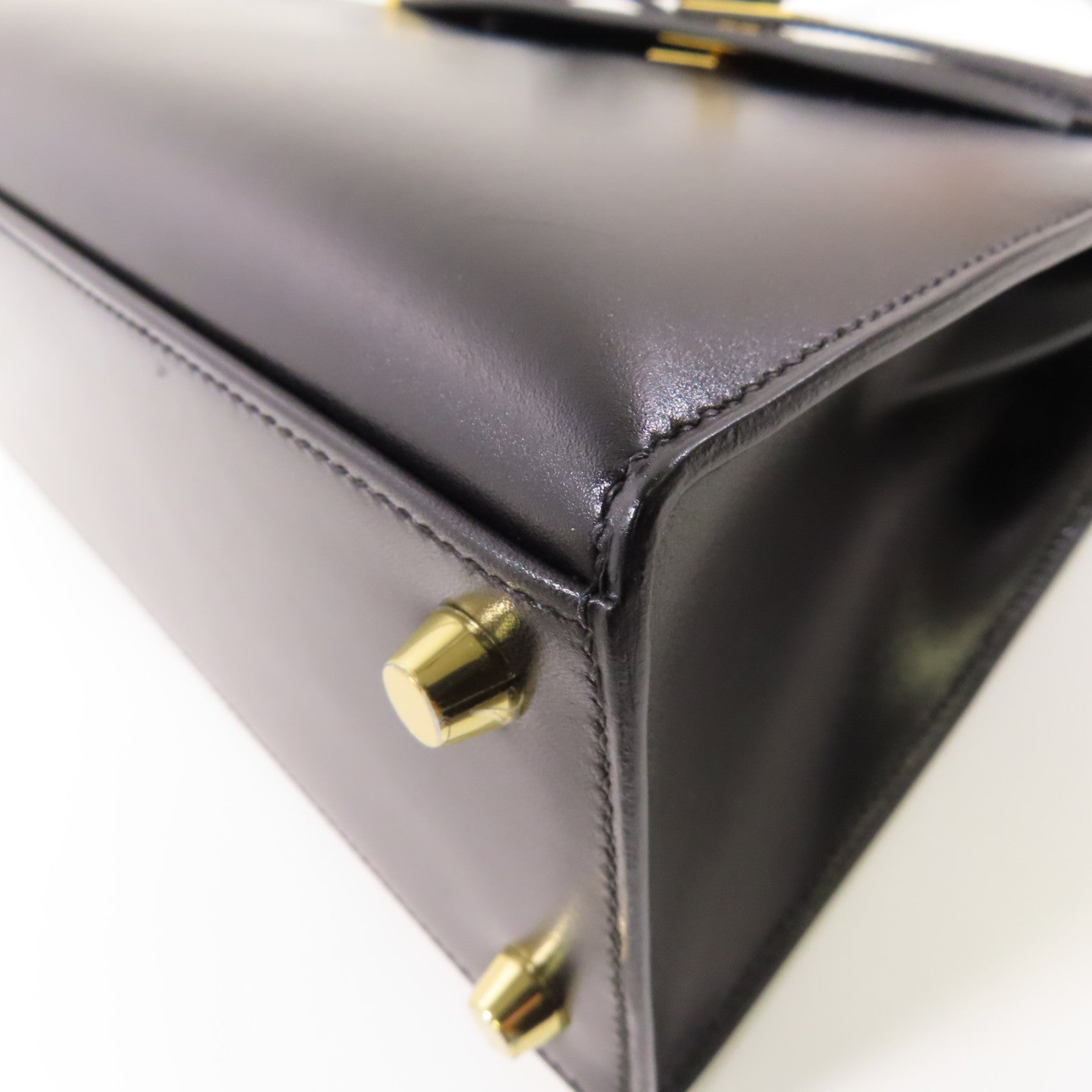 HERMES Boxcalf皮革Kelly 25金扣手挽肩背兩用袋Noir