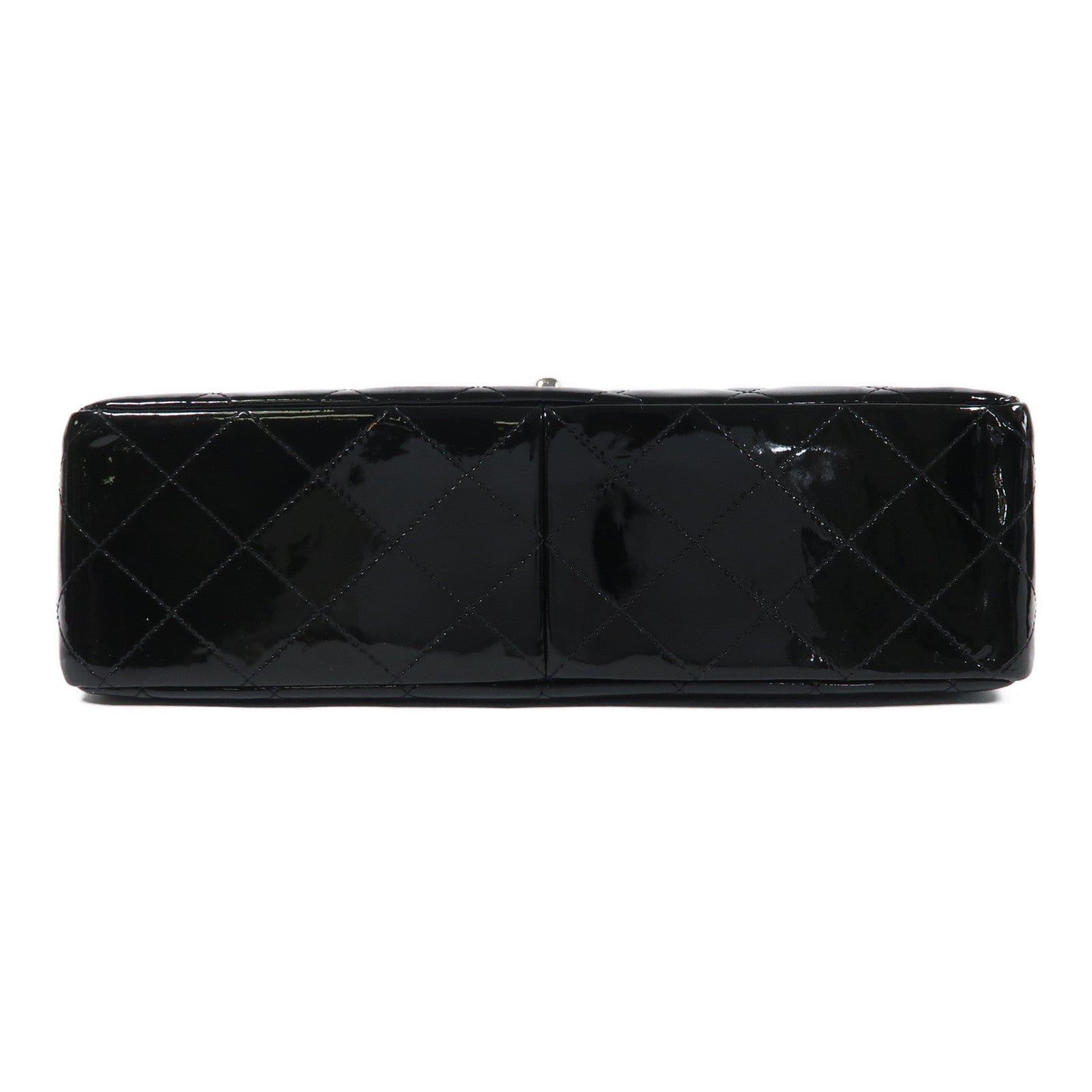 CHANEL【激減優惠】 漆皮皮革Large Classic銀扣鏈帶肩背袋黑色