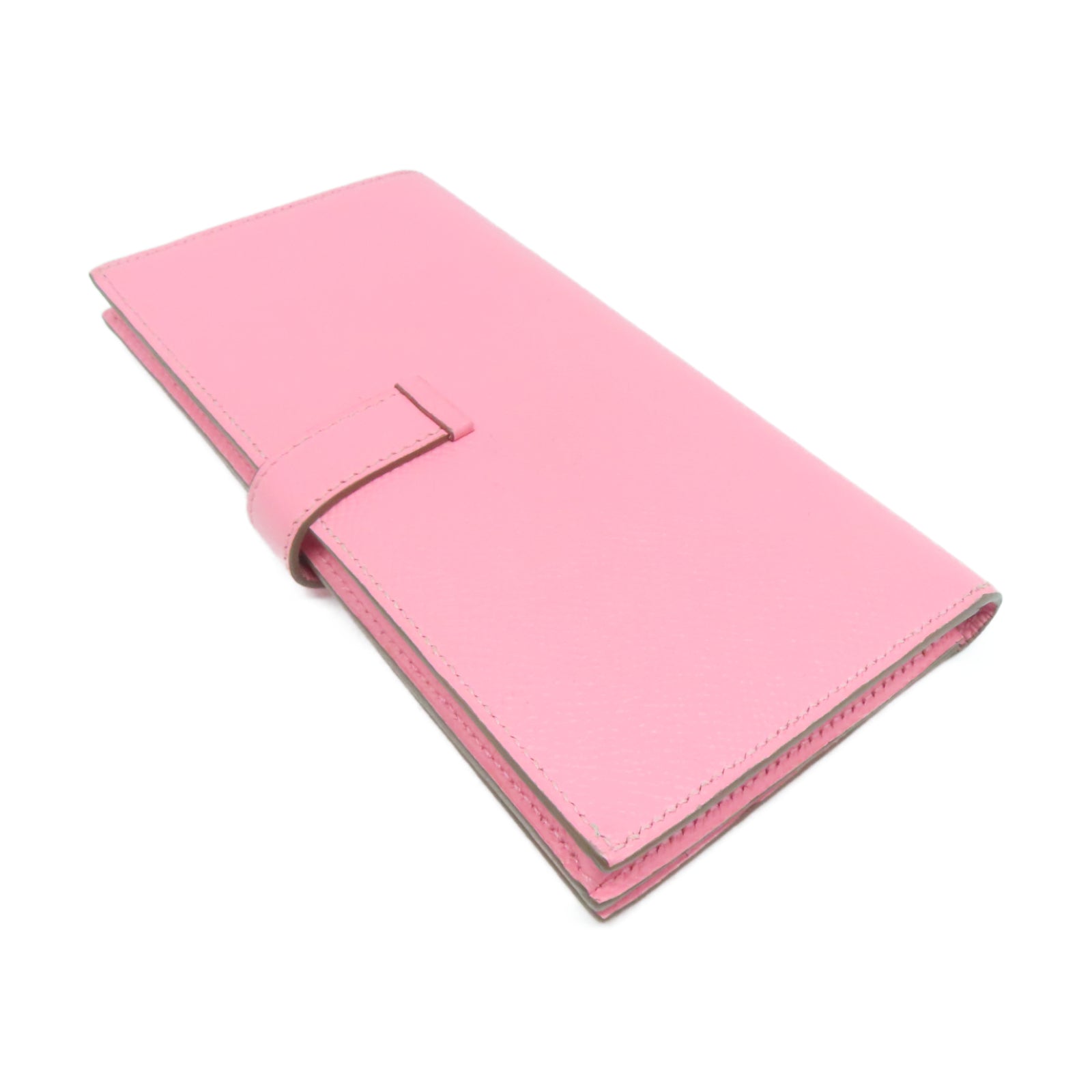HERMES 【激減優惠】Epsom皮革Bearn Long Wallet金扣長錢包Rose Confetti粉紅色