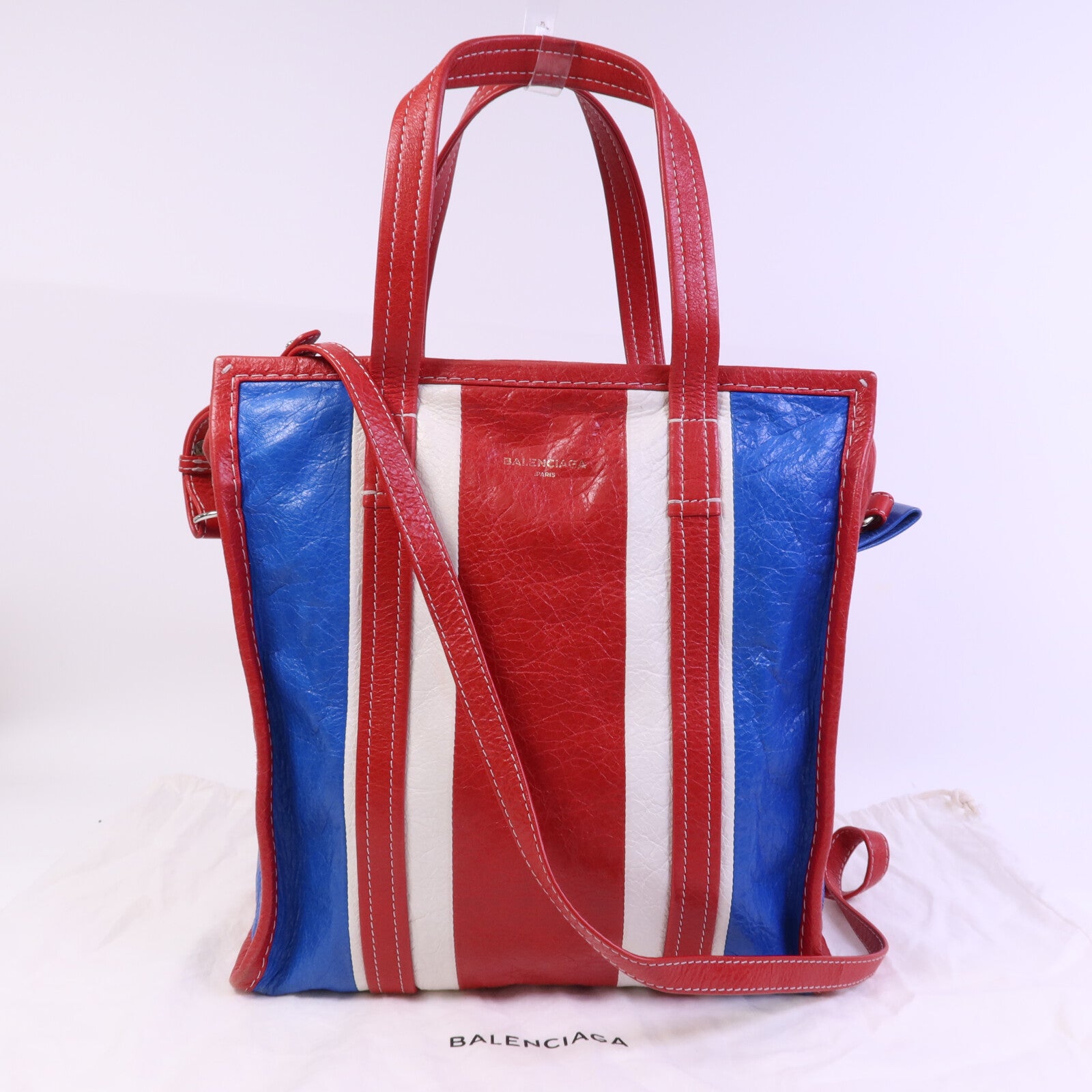 BALENCIAGA 羊皮皮革Bazar Bag銀扣手挽肩背兩用袋