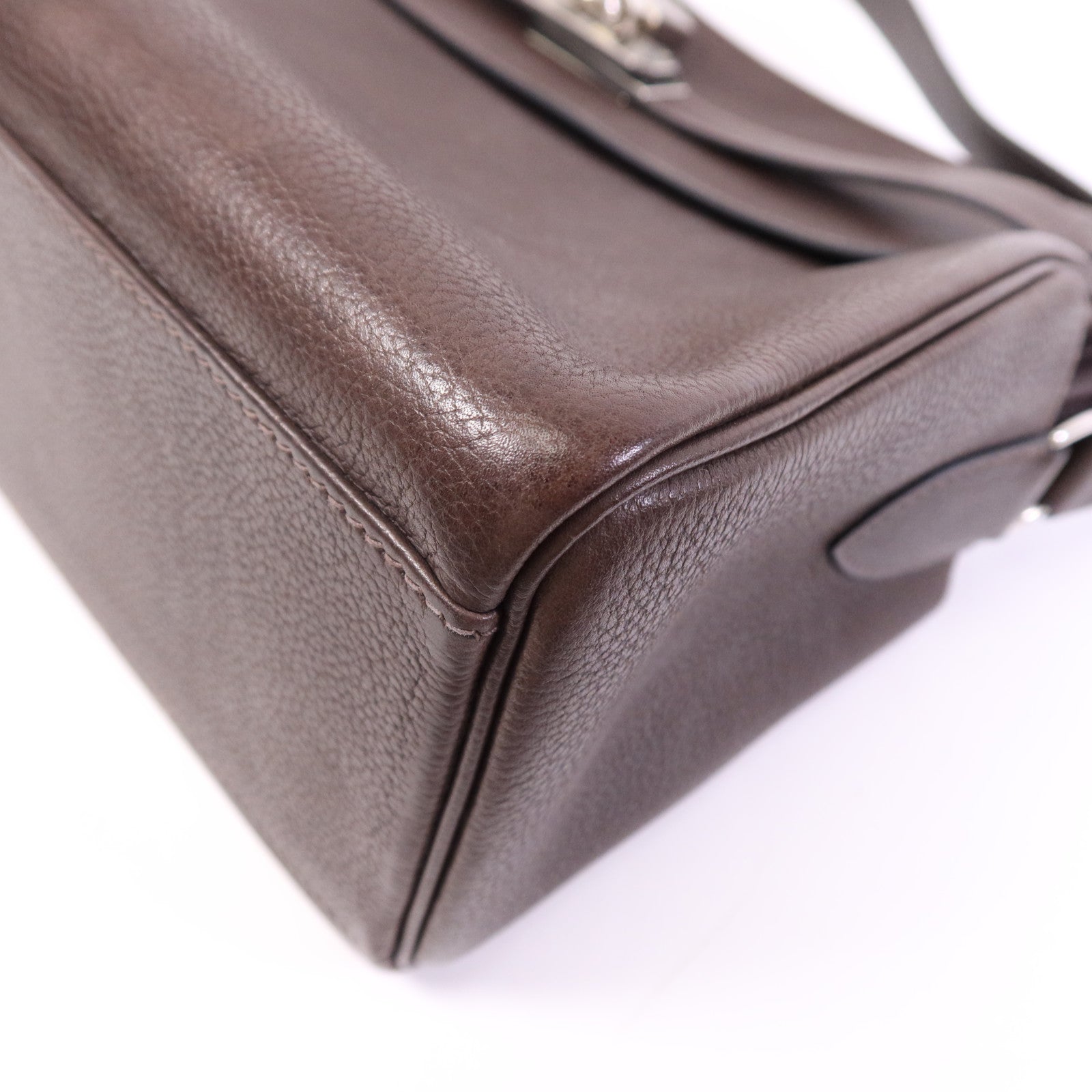 HERMES Barenia皮革Kelly Messenger GM銀扣肩背袋Rouge H